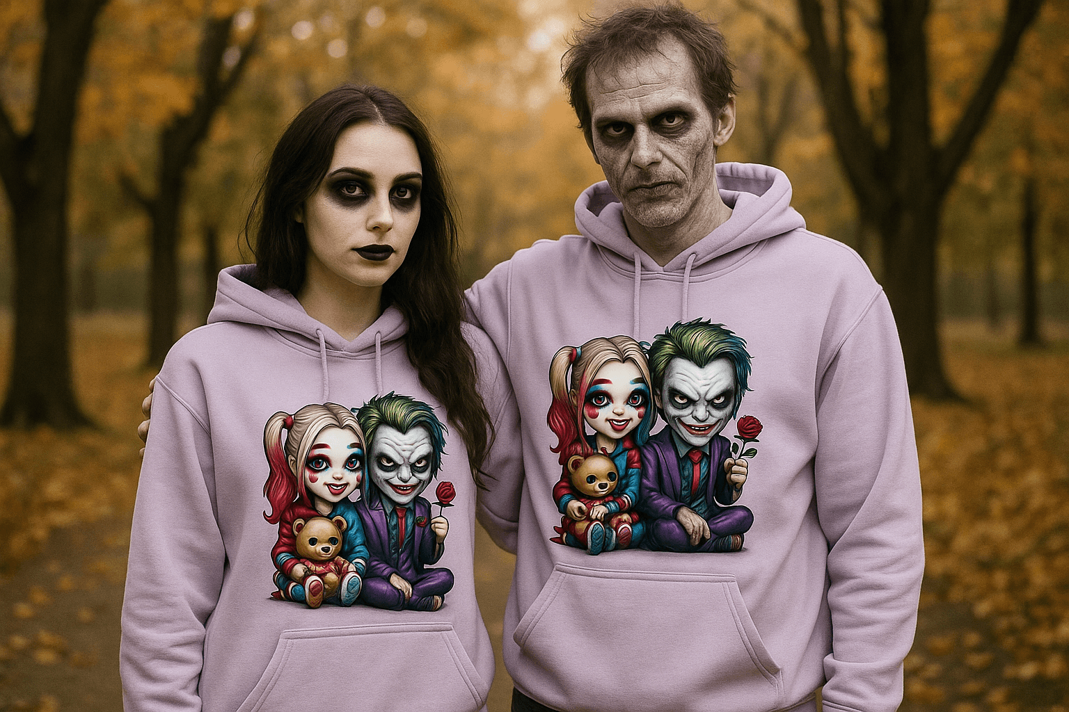 Creepy Couple Hoodie Sweatshirt - Halloween Matching Style