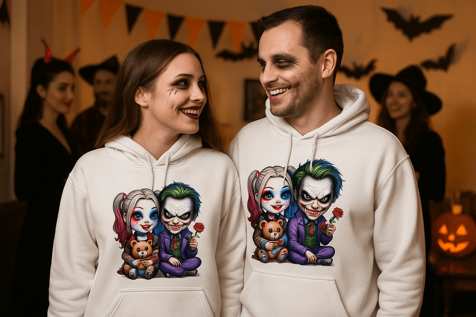 Creepy Couple Hoodie Sweatshirt - Halloween Matching Style