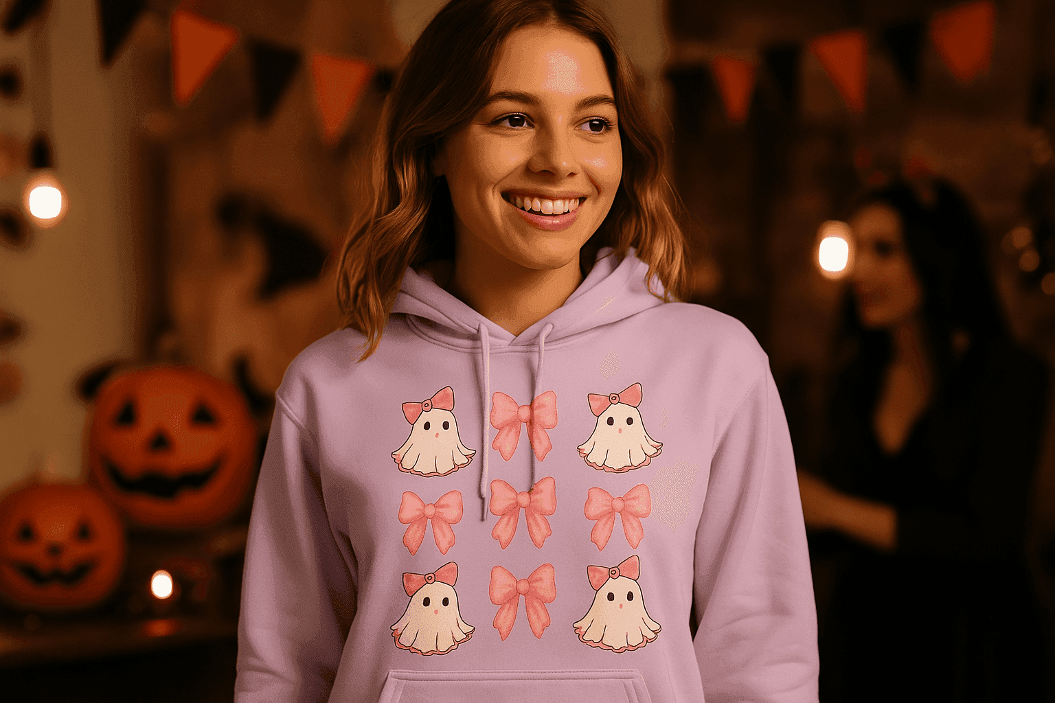 Cute Ghost Bows Hoodie Sweatshirt - Adorable Halloween Style