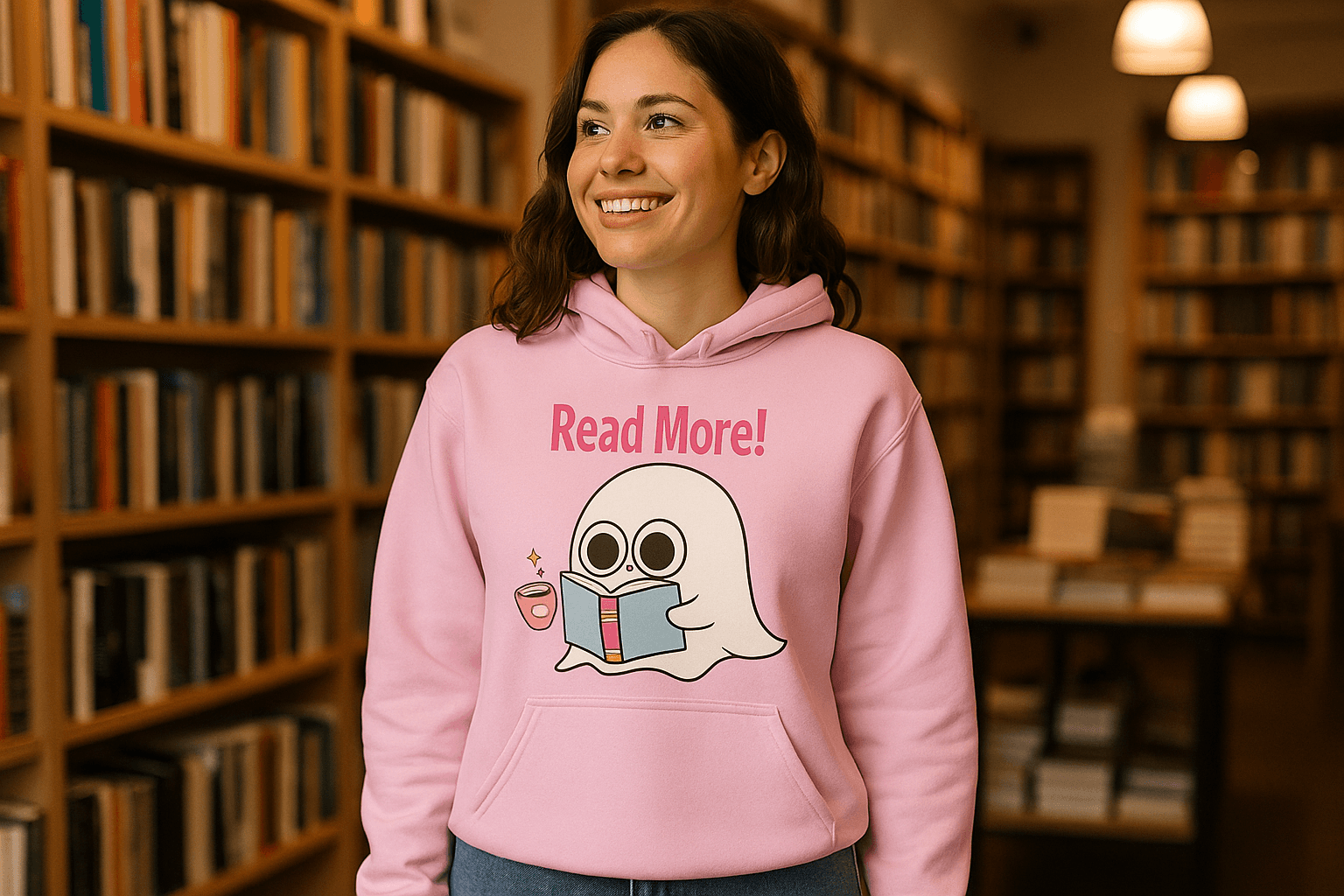 Cute Ghost Read More Hoodie Sweatshirt - Bookworm Halloween