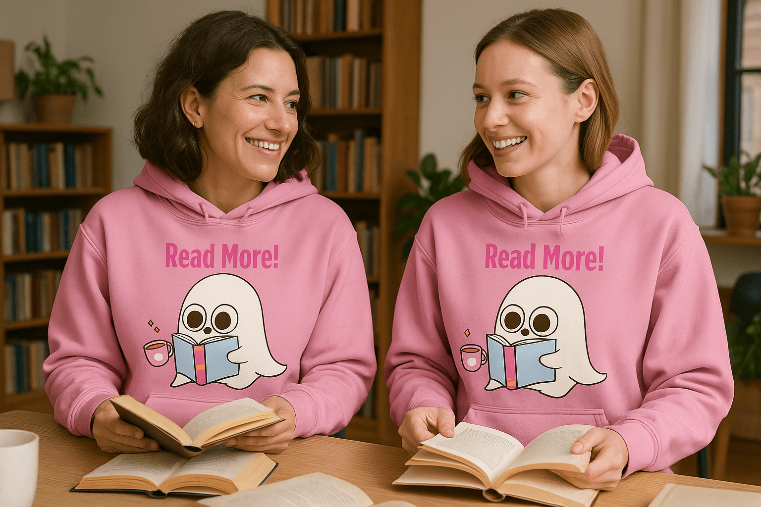 Cute Ghost Read More Hoodie Sweatshirt - Bookworm Halloween