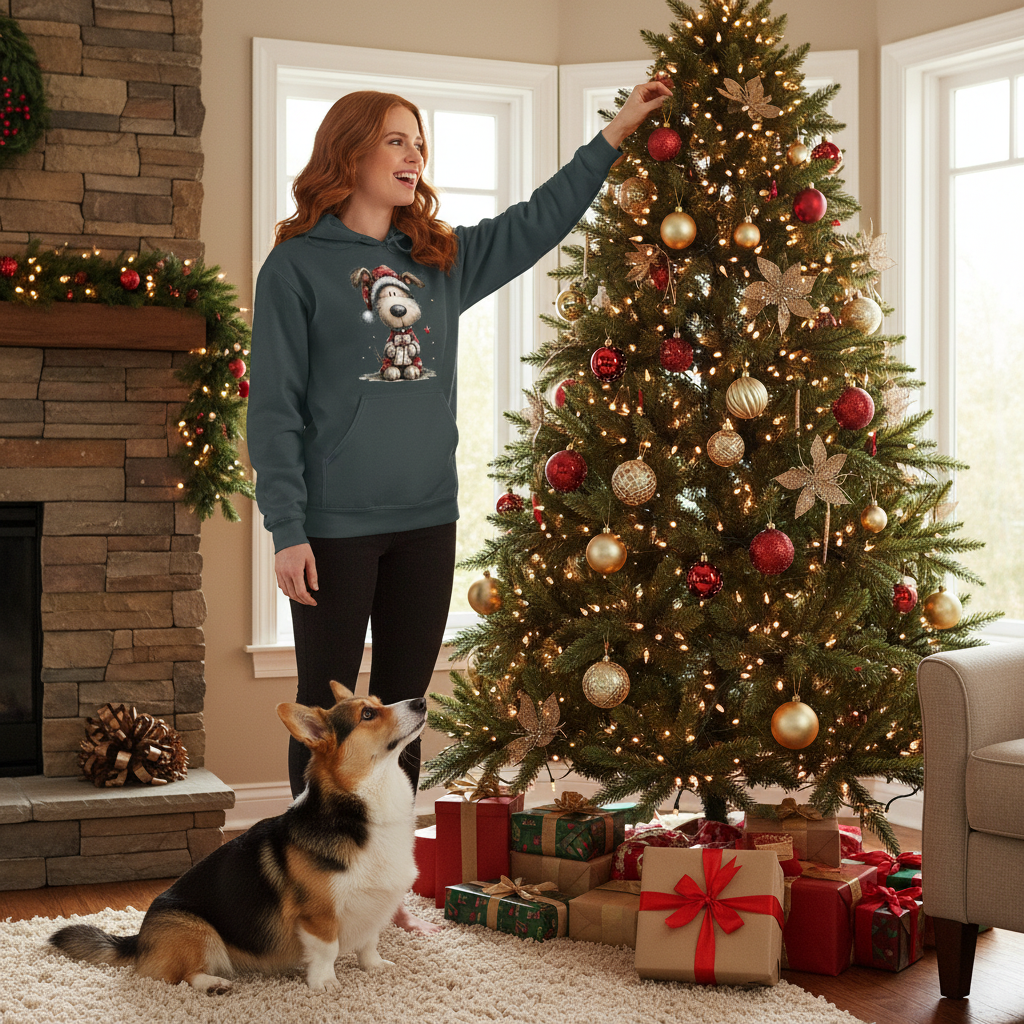 Whimsy Pup Christmas - Dog Lover Holiday Hoodie Gift