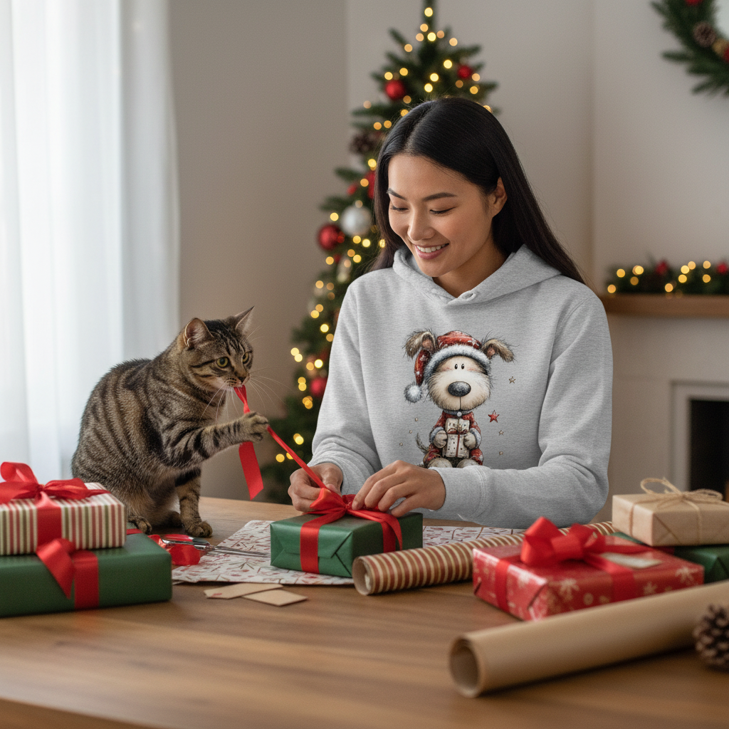 Whimsy Pup Christmas - Dog Lover Holiday Hoodie Gift