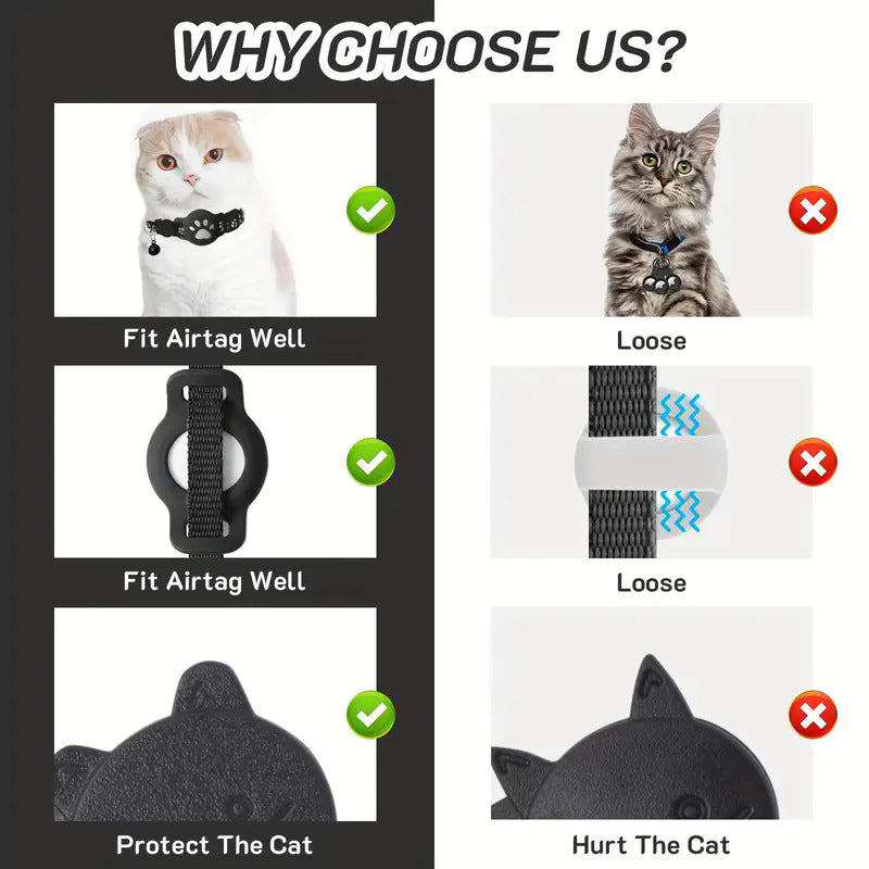 Paw Prints Tracker - Cat Collar with AirTag Holder