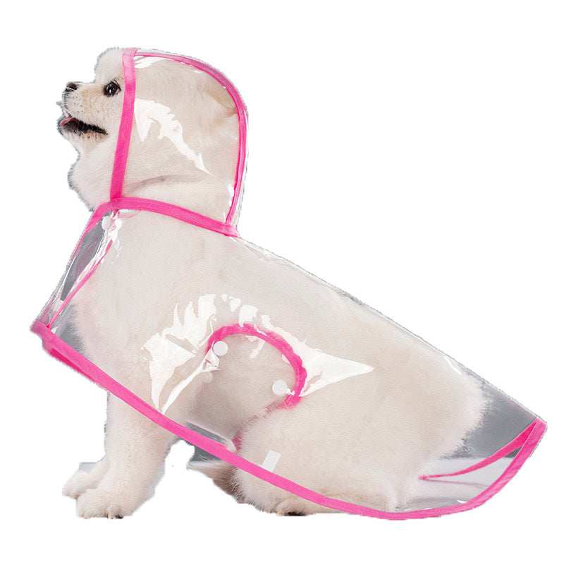 Transparent Pet Raincoat - Waterproof Dog Rain Jacket with White Trim