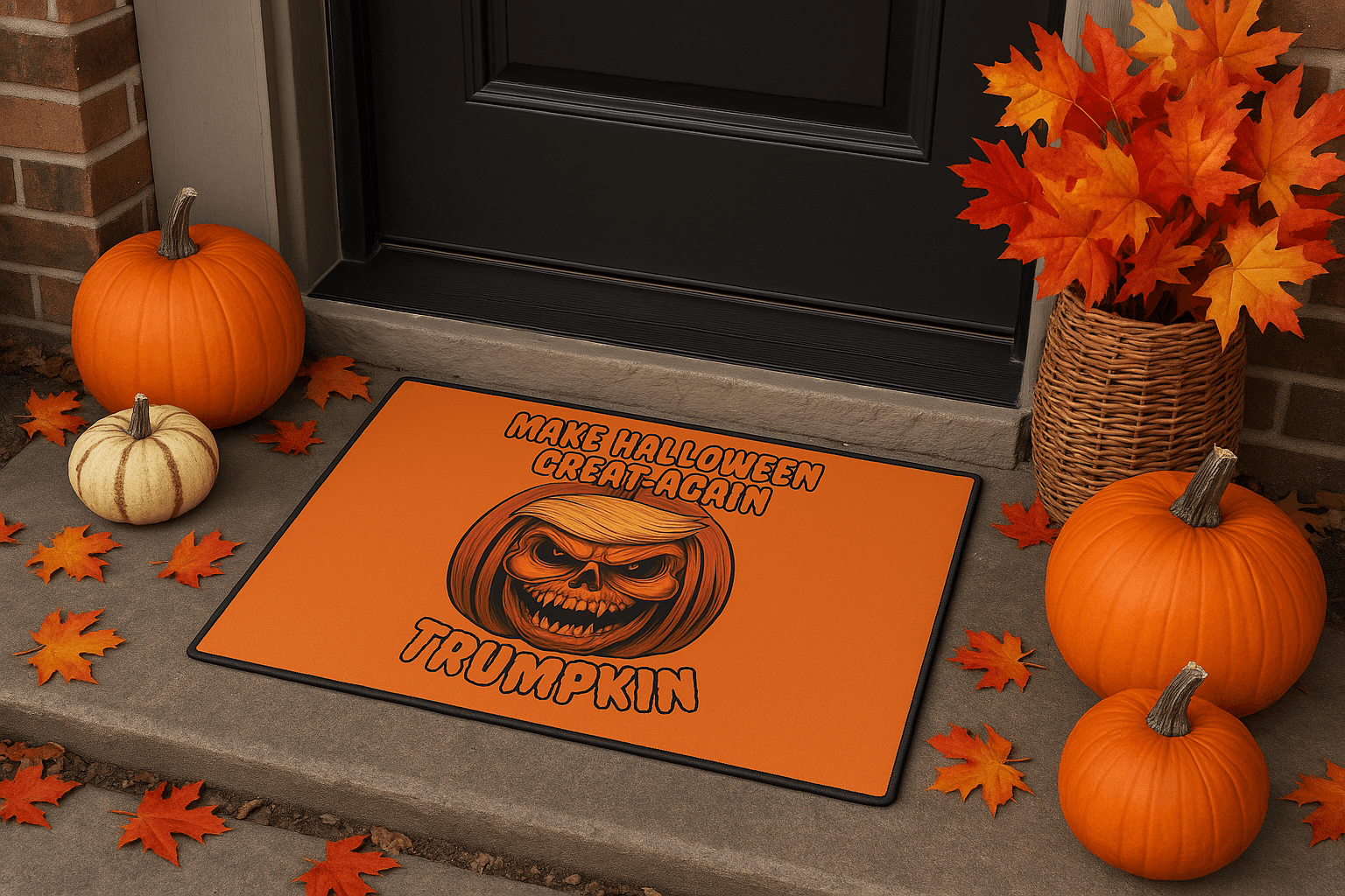 Make Halloween Great Again Floor Mat - Trump Pumpkin Doormat