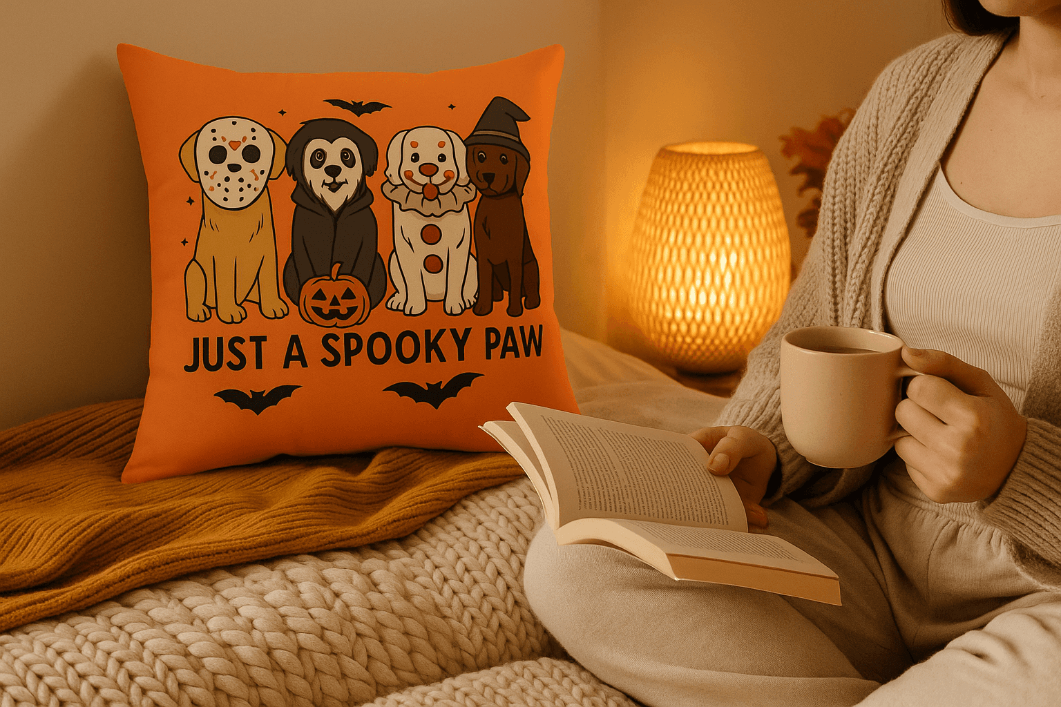Halloween Dog Pillow - Just A Spooky Paw Pet Decor Cushion