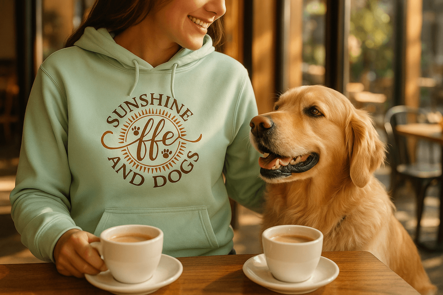 Sun Coffee Dog Hoodie Sweatshirt - Dog Lover Coffee Culture
