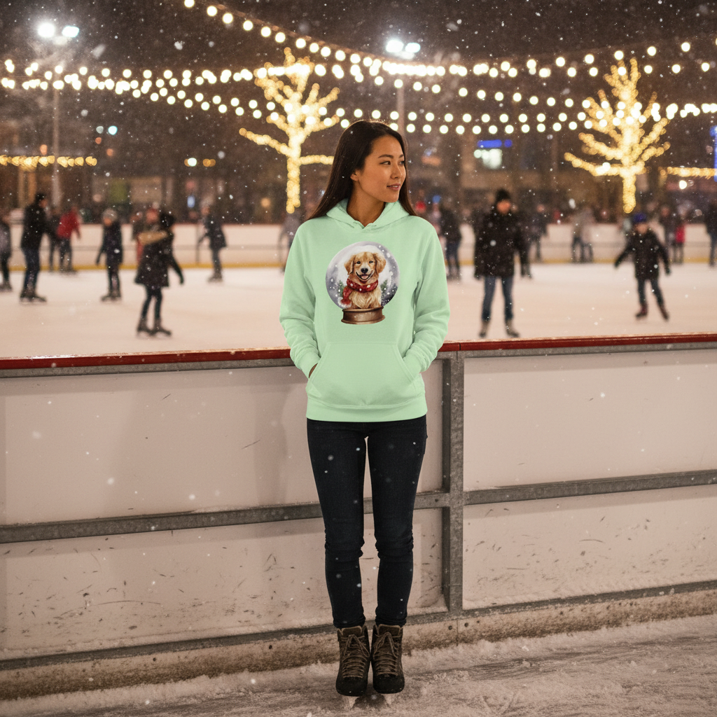 Snow Globe Golden Hoodie - Winter Dog Lover Sweatshirt