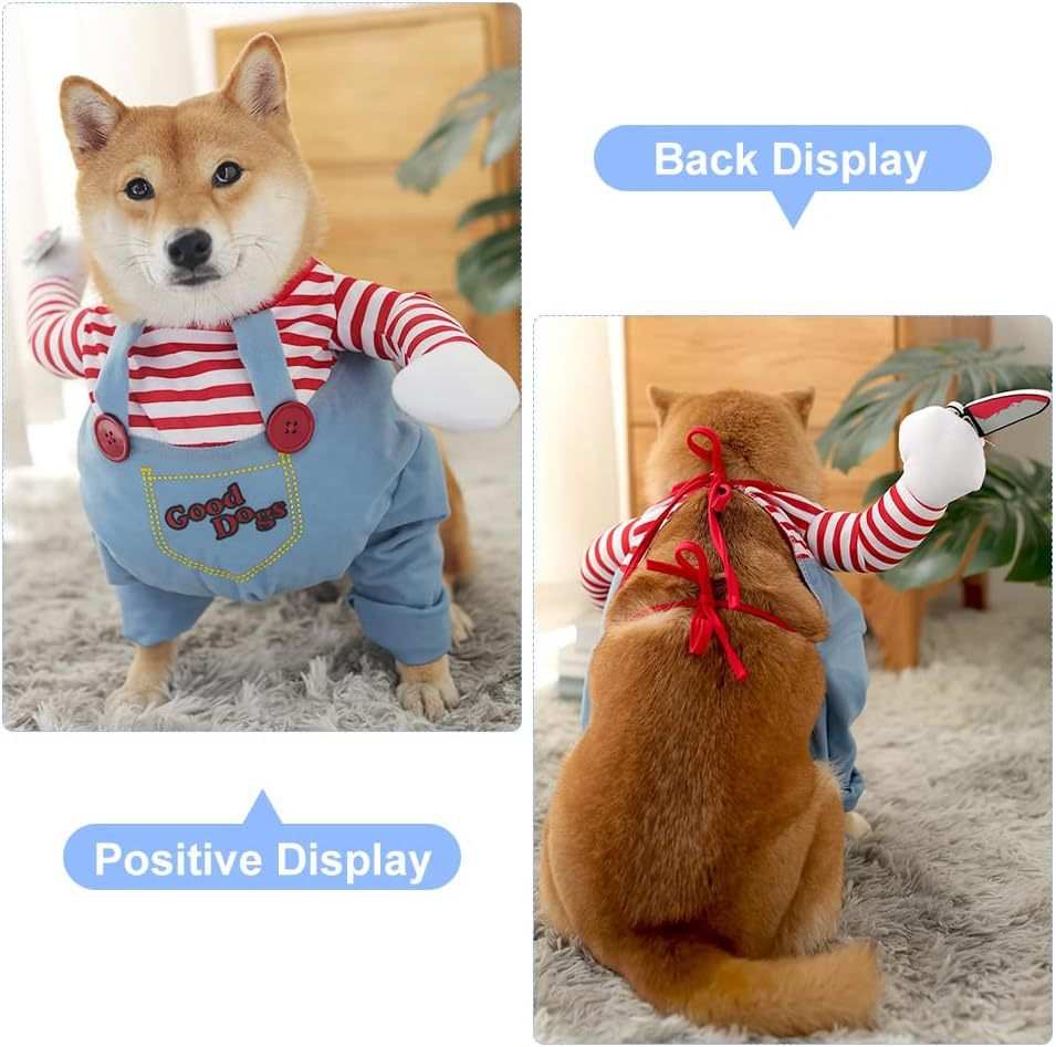 Halloween Pet Costume 3-Piece Set - Striped Harness Outfit with Accessories