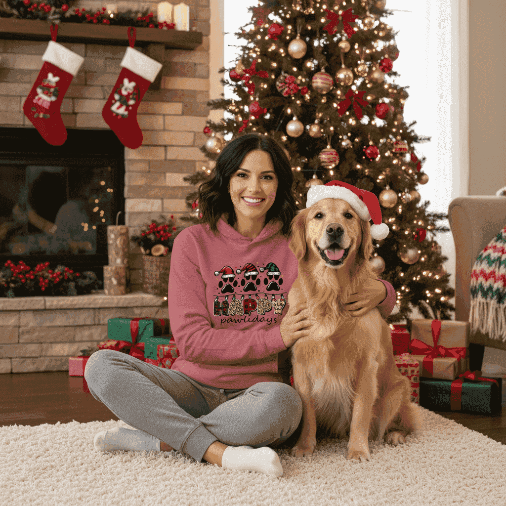 Happy Pawlidays Hoodie - Festive Christmas Pet Lover Gift