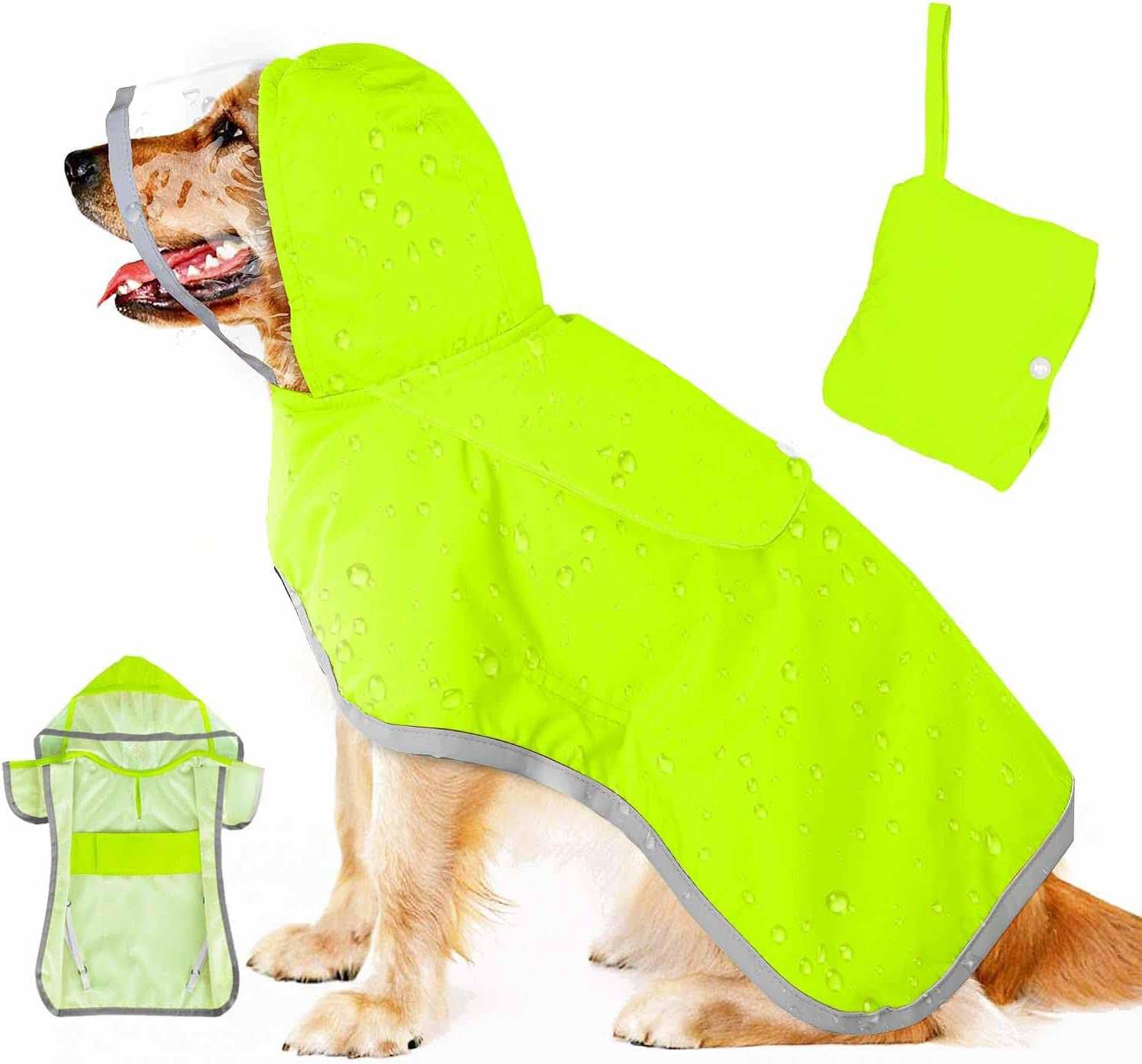 Waterproof Soft Breathable Hooded Dog Rain Jacket