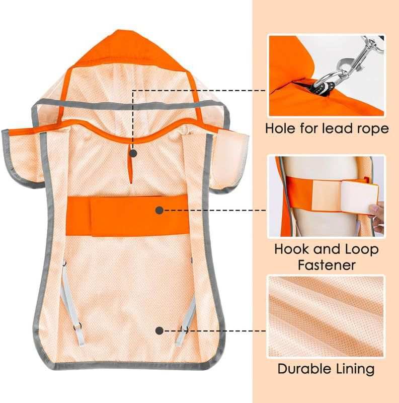 Waterproof Soft Breathable Hooded Dog Rain Jacket