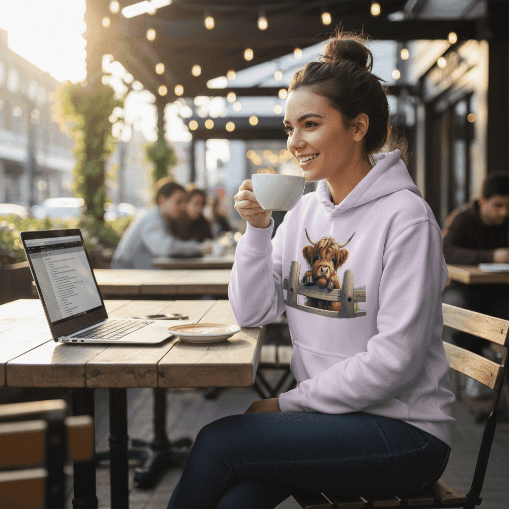 Highland Cow Hoodie with Fluffy Design for Farm Lovers