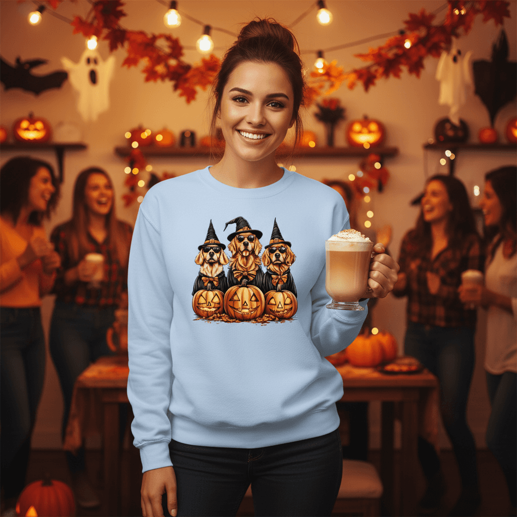 Golden Retriever Halloween Sweatshirt - Witch Dogs