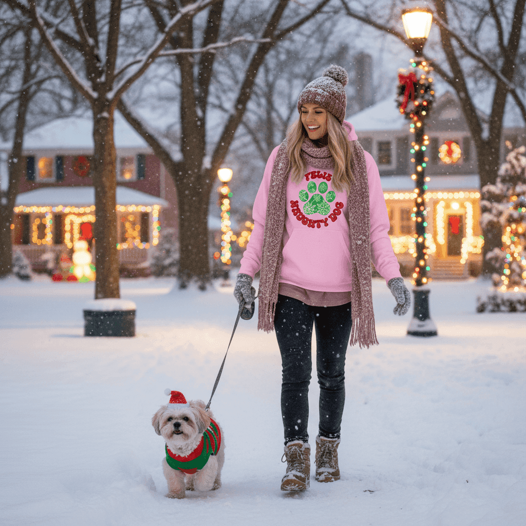 Feliz Naughty Hoodie - Funny Christmas Pet Lover Sweatshirt