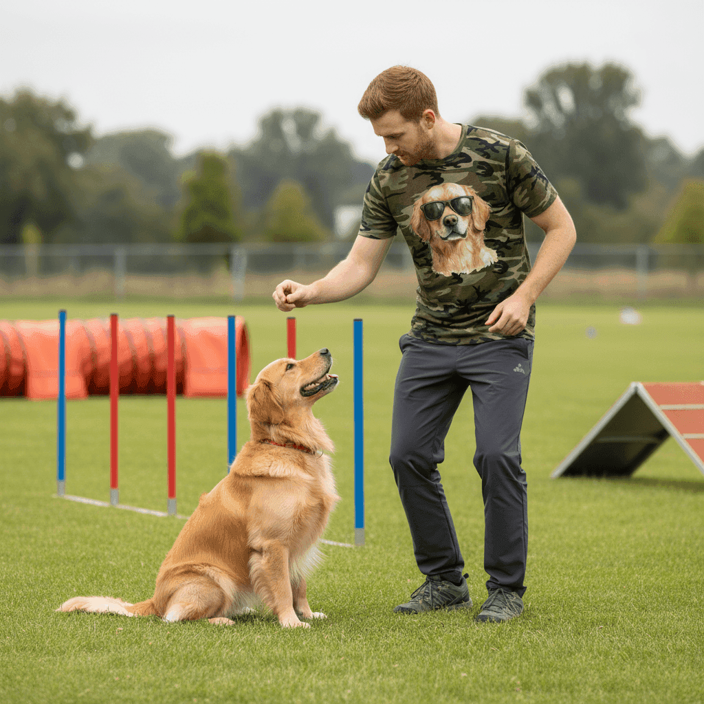 Golden Retriever Camo Tee - Cool Dog with Sunglasses