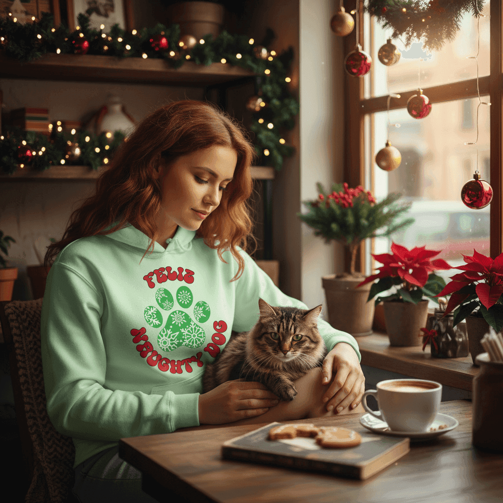 Feliz Naughty Hoodie - Funny Christmas Pet Lover Sweatshirt