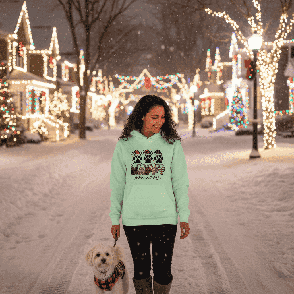 Happy Pawlidays Hoodie - Festive Christmas Pet Lover Gift