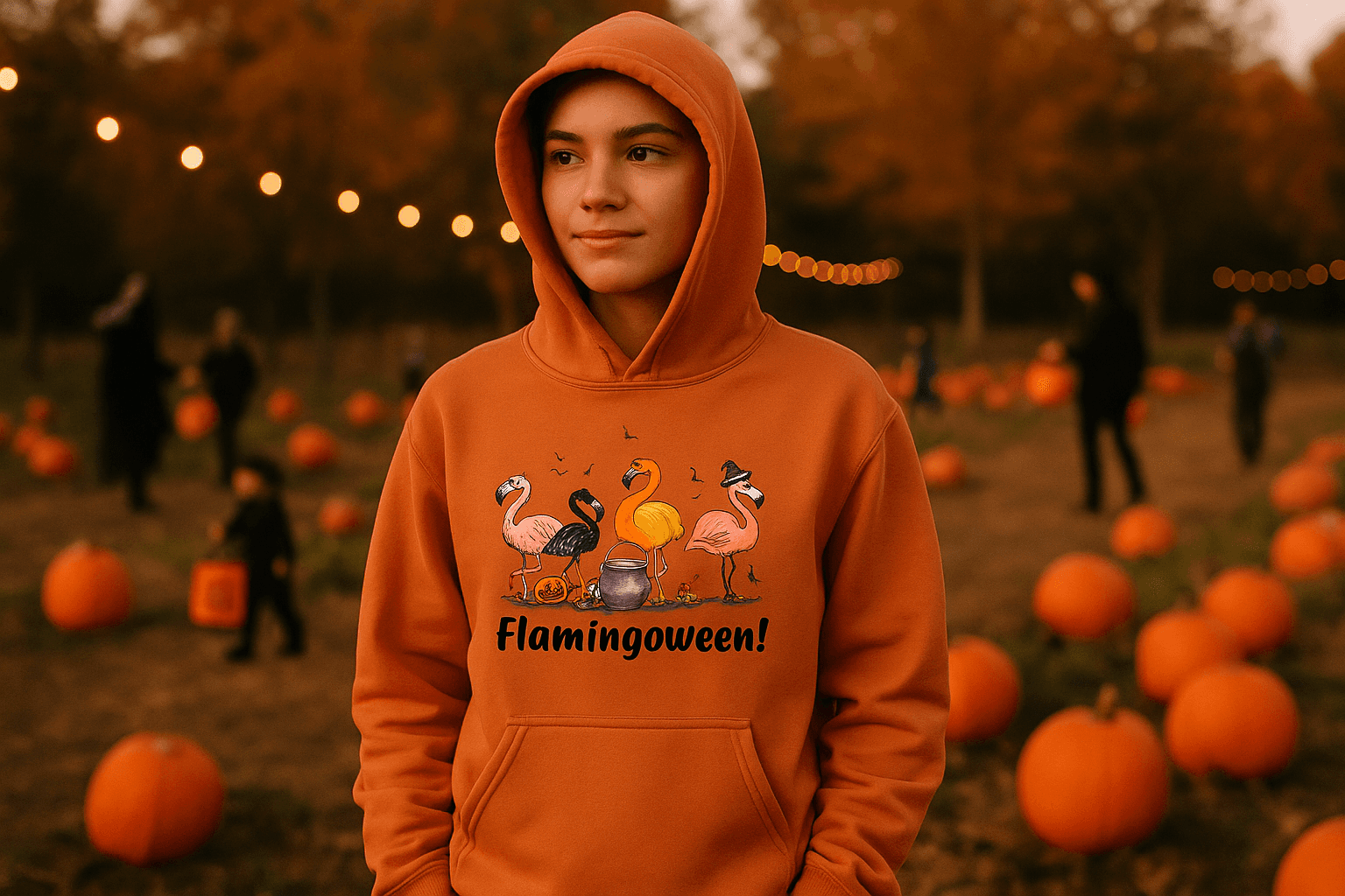 Flamingoween Hoodie Sweatshirt - Flamingo Halloween Style