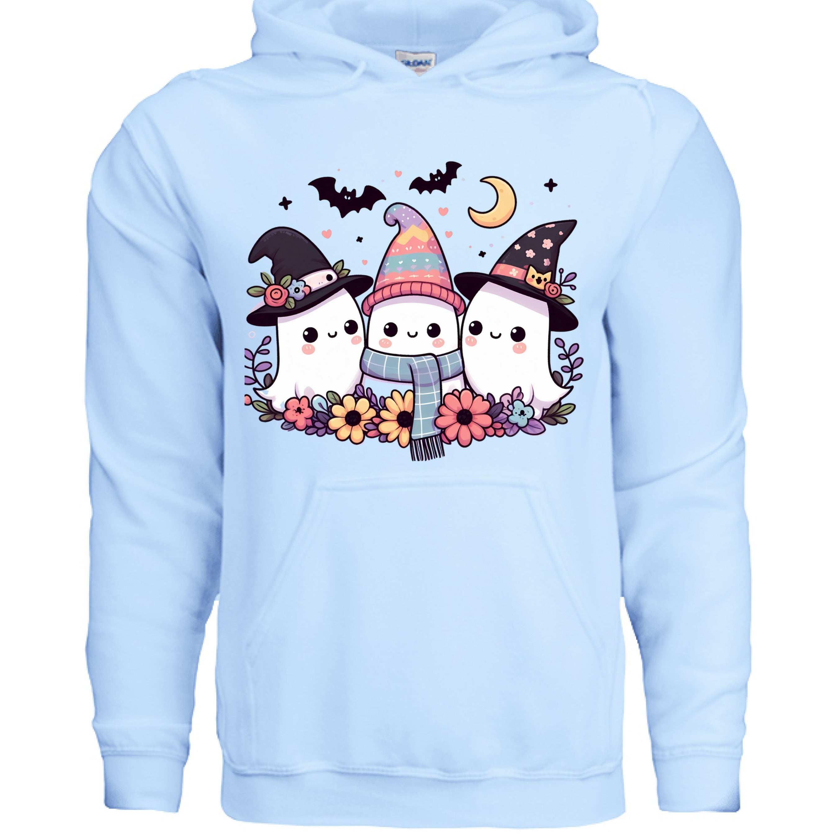 Three Cute Ghosts Hoodie Sweatshirt - Triple Halloween Fun