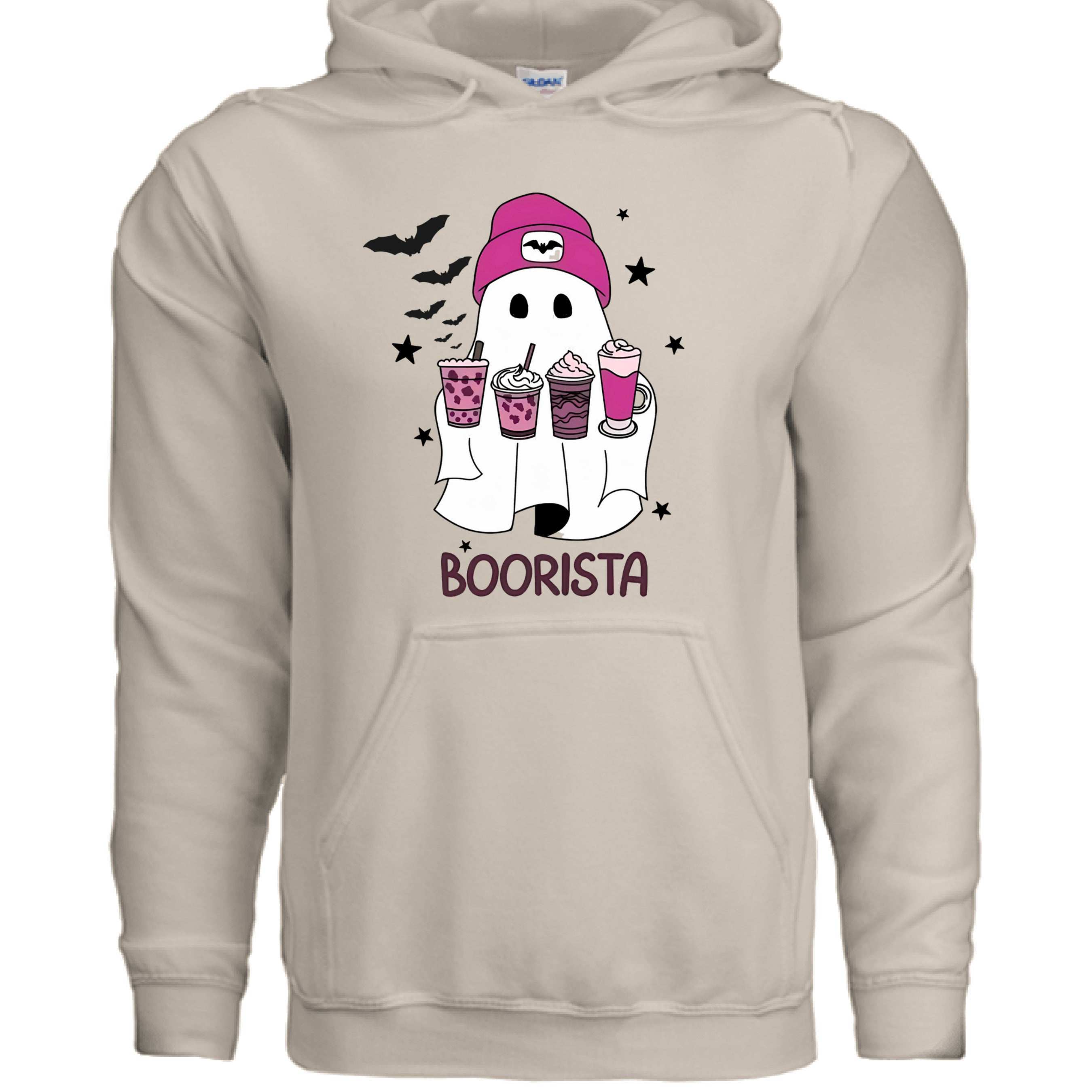 Cute Ghost Boorista Hoodie Sweatshirt - Coffee Halloween Style