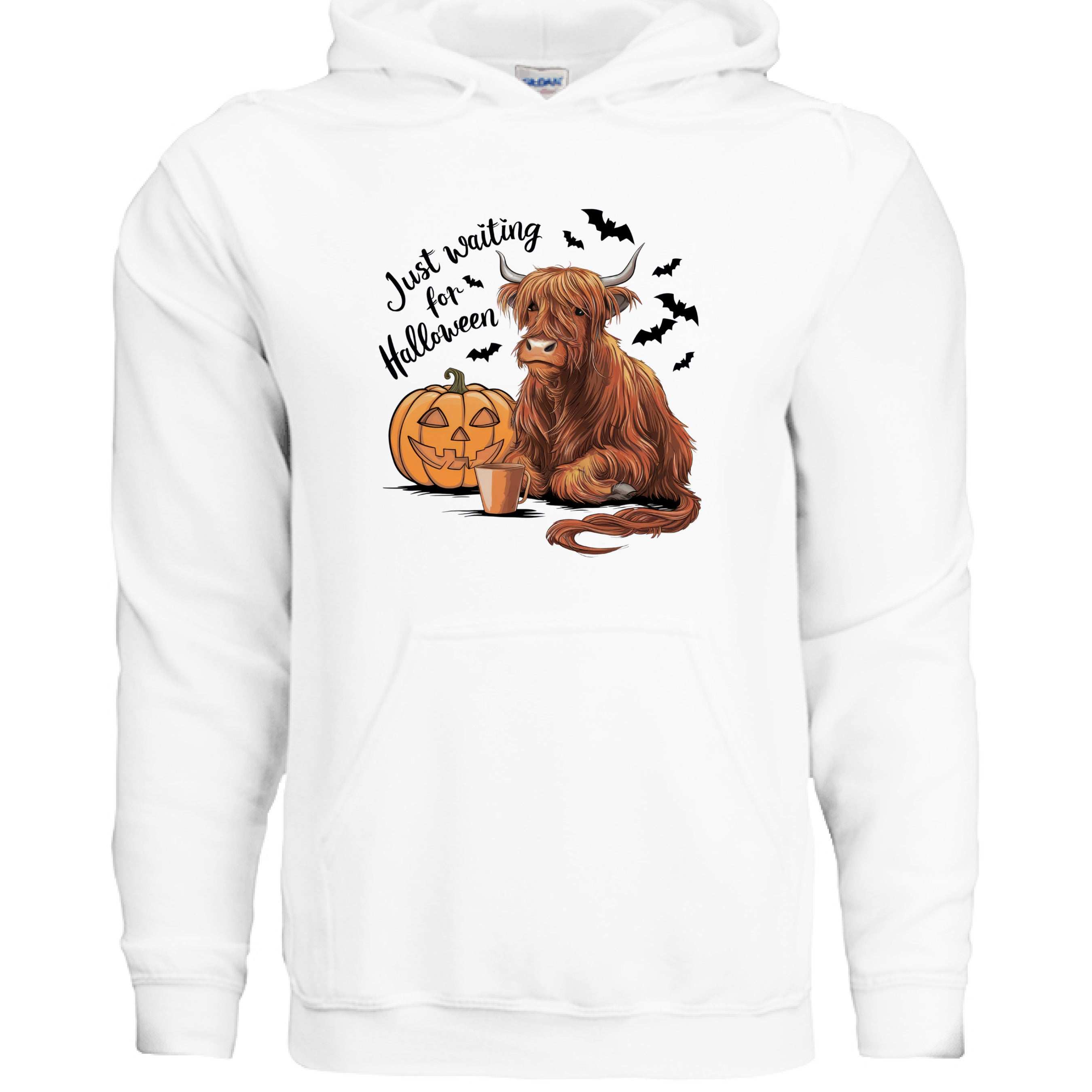 Waiting for Halloween Highland Cow Hoodie Sweatshirt
