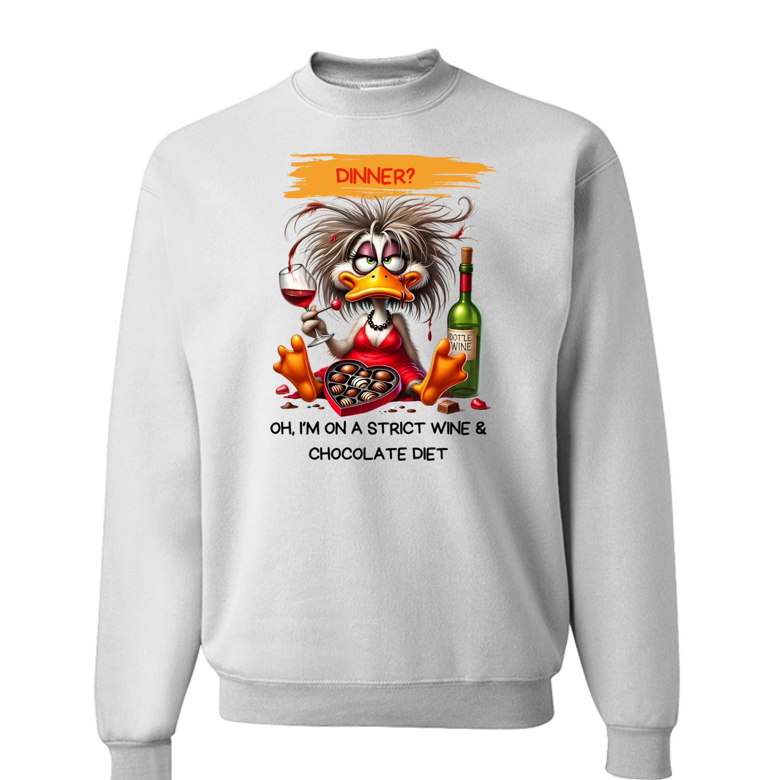 Funny Wine and Chocolate Diet Sweatshirt - Cozy Humor Gift