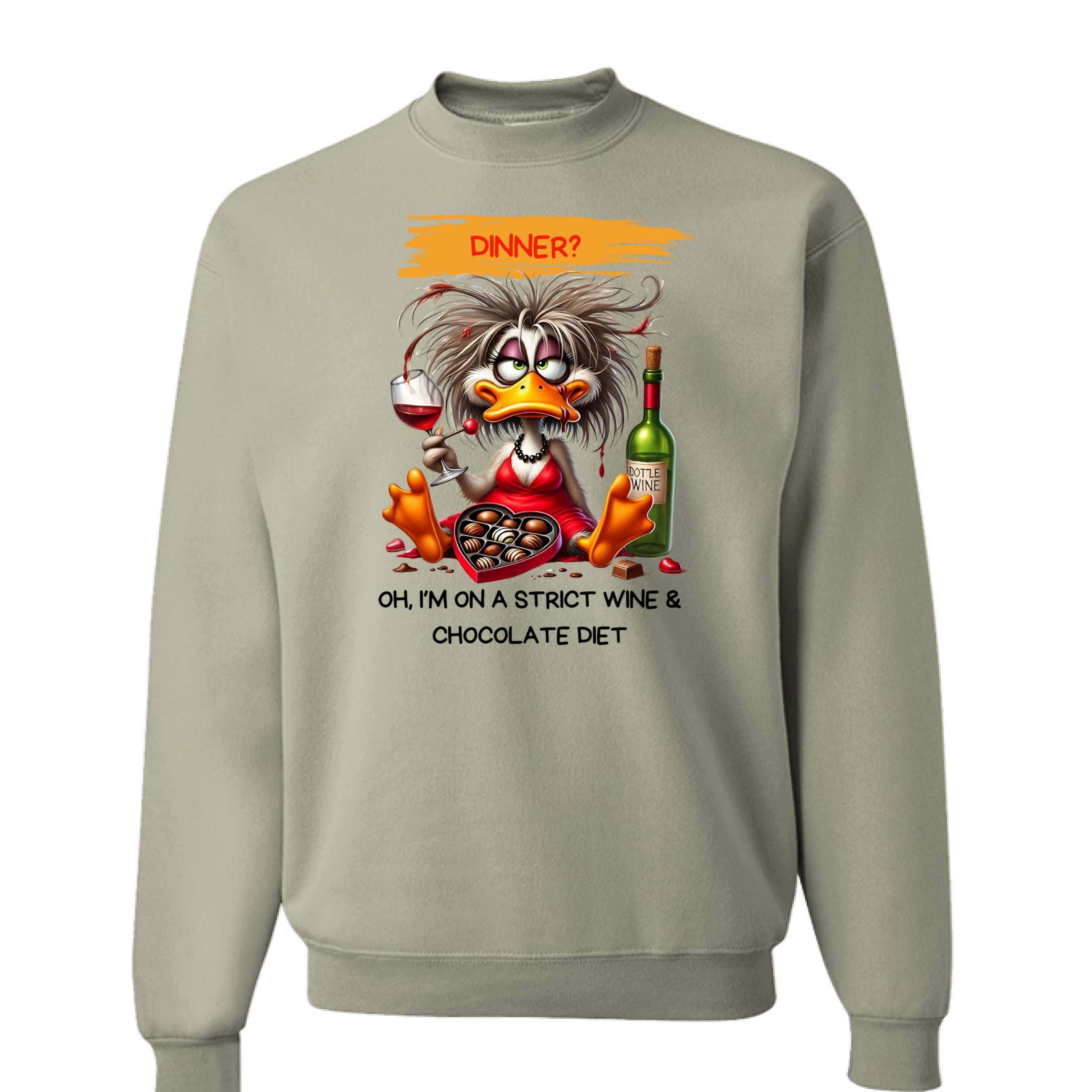 Funny Wine and Chocolate Diet Sweatshirt - Cozy Humor Gift