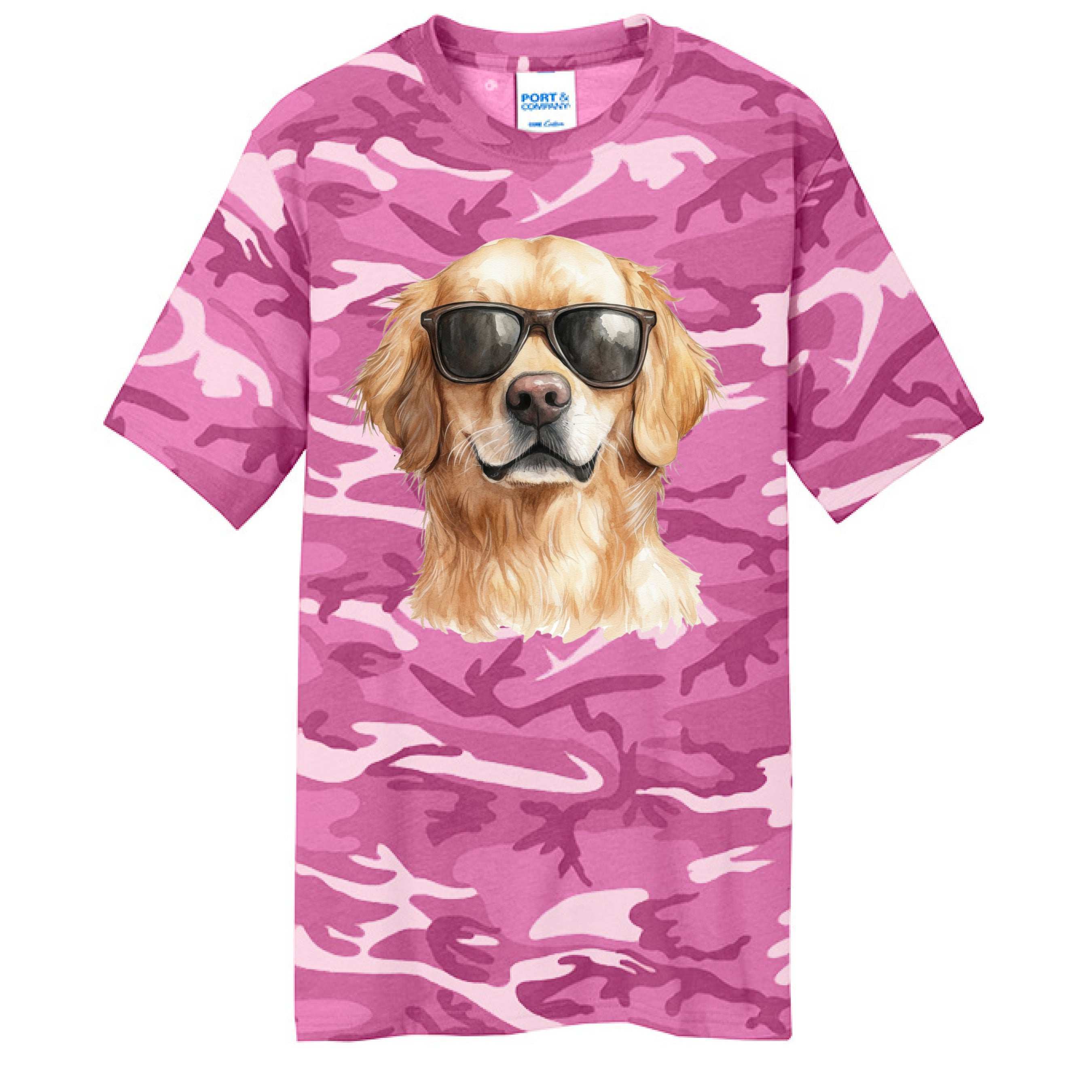 Golden Retriever Camo Tee - Cool Dog with Sunglasses