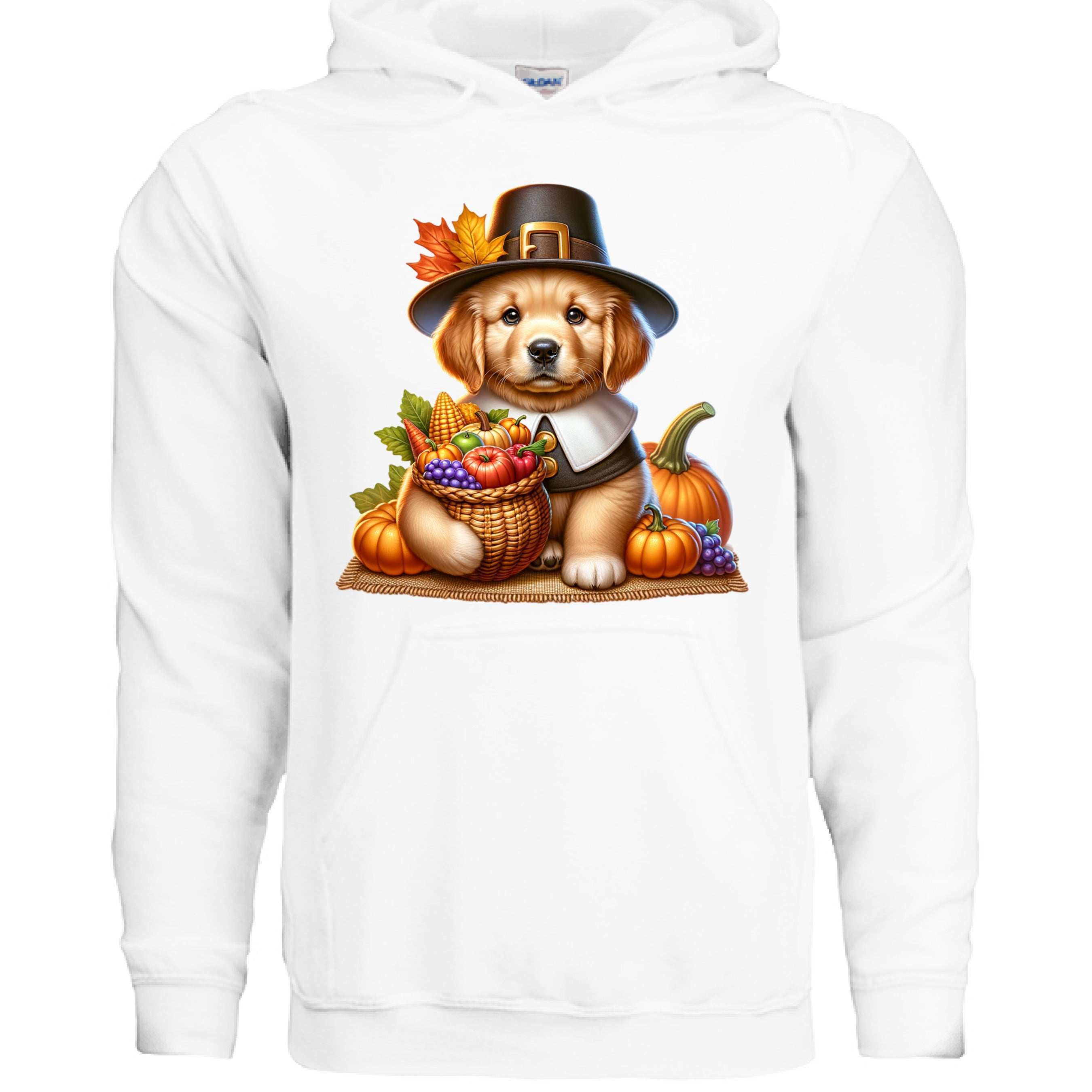 Golden Retriever Thanksgiving Hoodie - Puppy Turkey Hat Sweatshirt