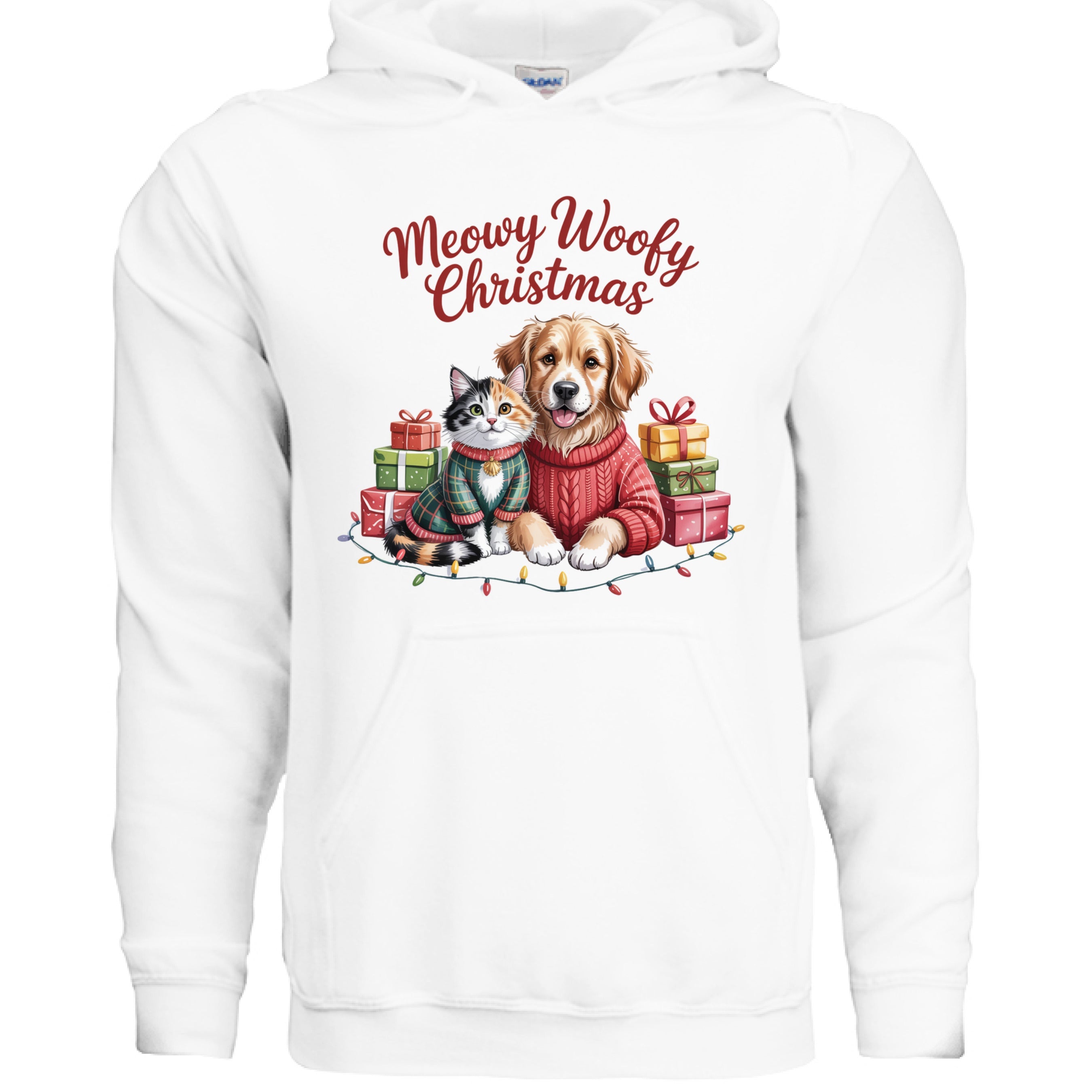 Meowy Woofy Christmas Hoodie - Cat & Dog Holiday Sweatshirt