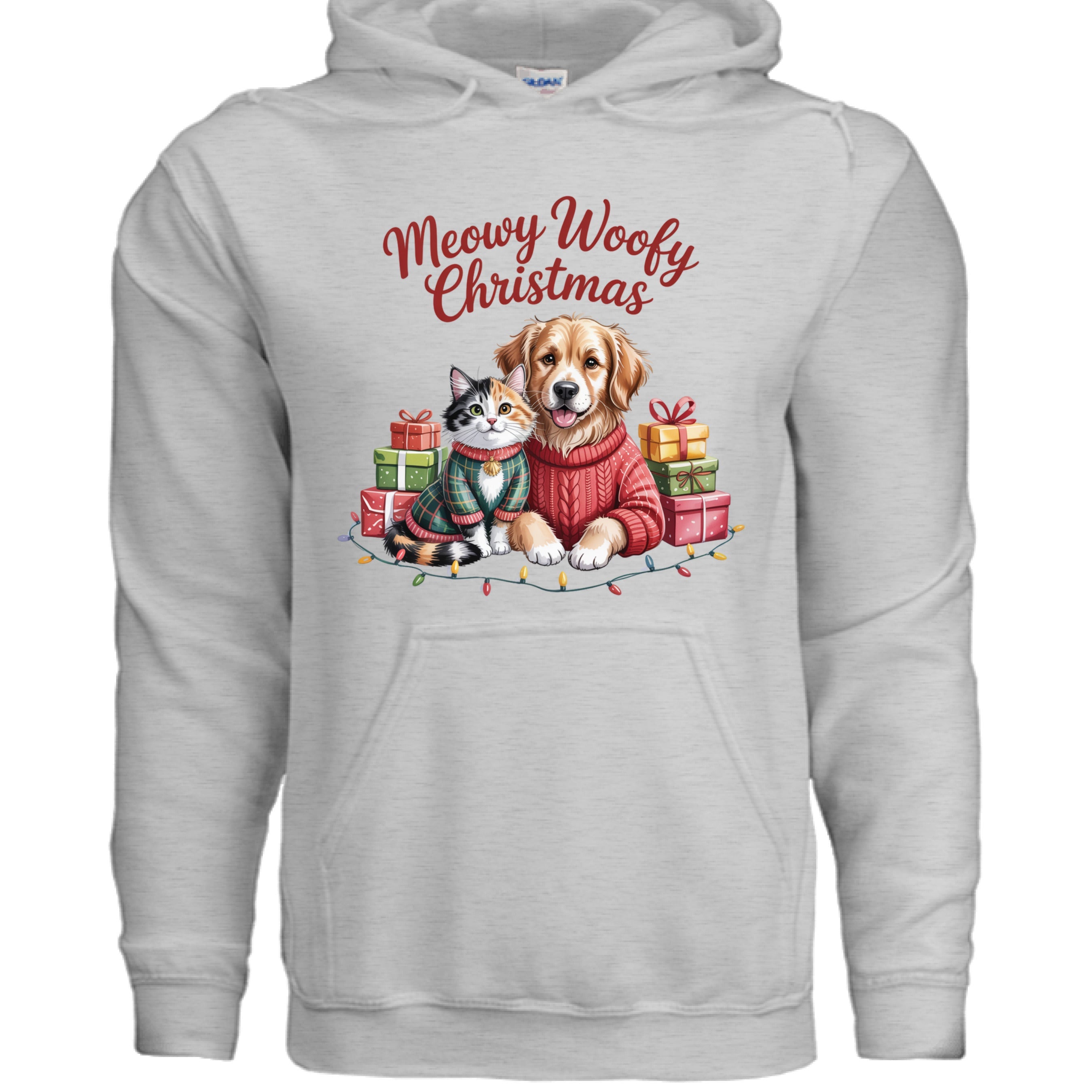 Meowy Woofy Christmas Hoodie - Cat & Dog Holiday Sweatshirt