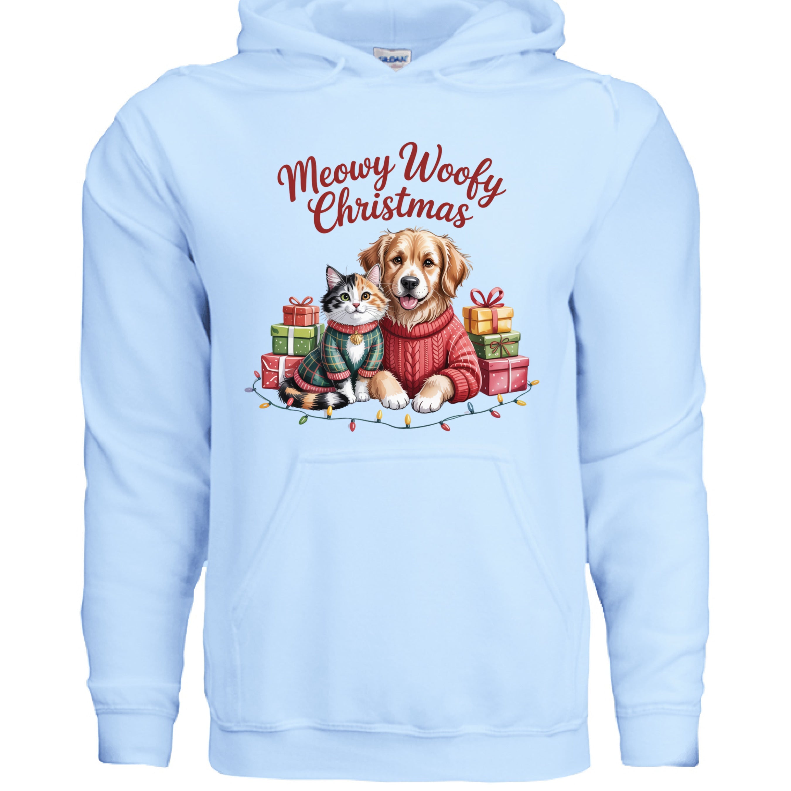 Meowy Woofy Christmas Hoodie - Cat & Dog Holiday Sweatshirt