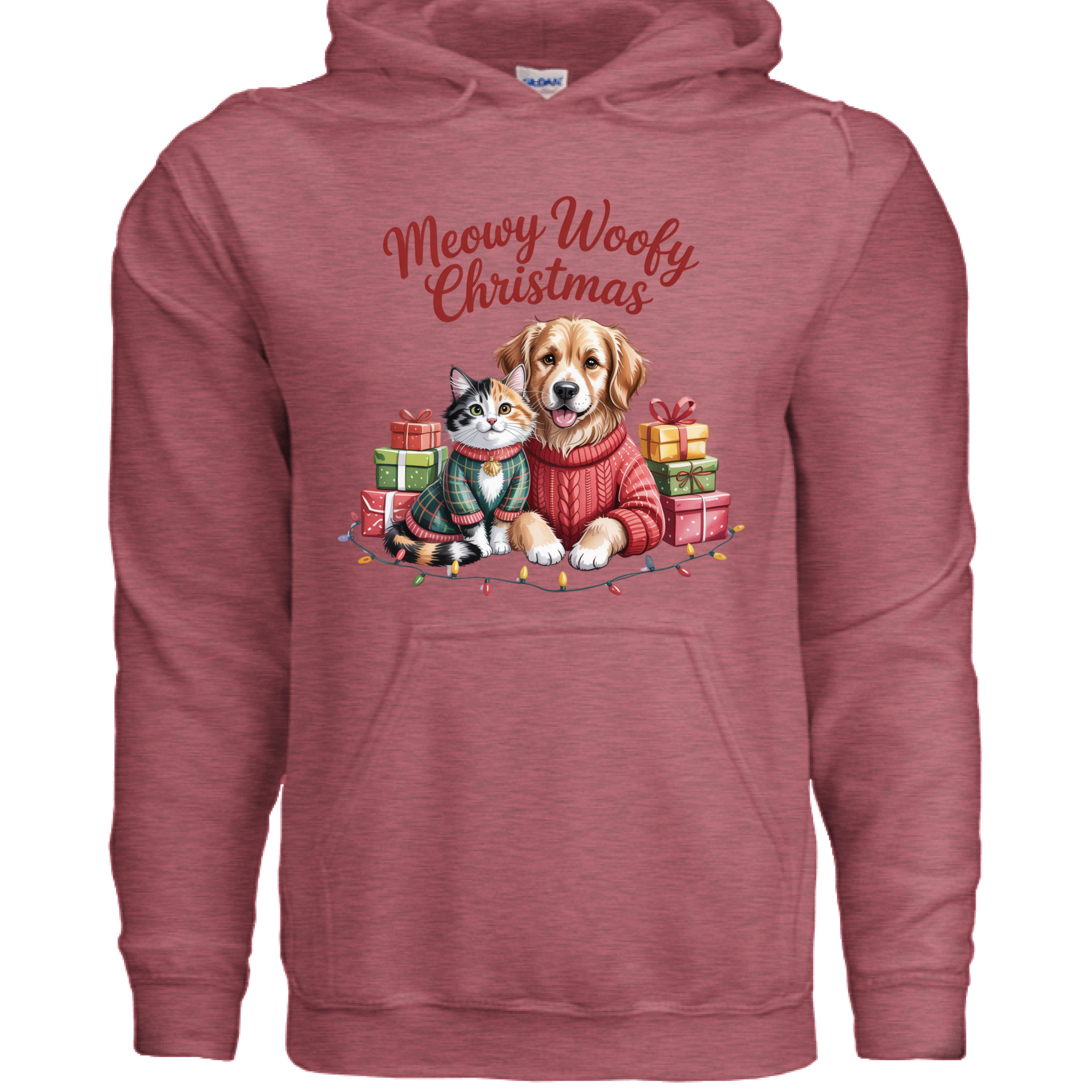 Meowy Woofy Christmas Hoodie - Cat & Dog Holiday Sweatshirt
