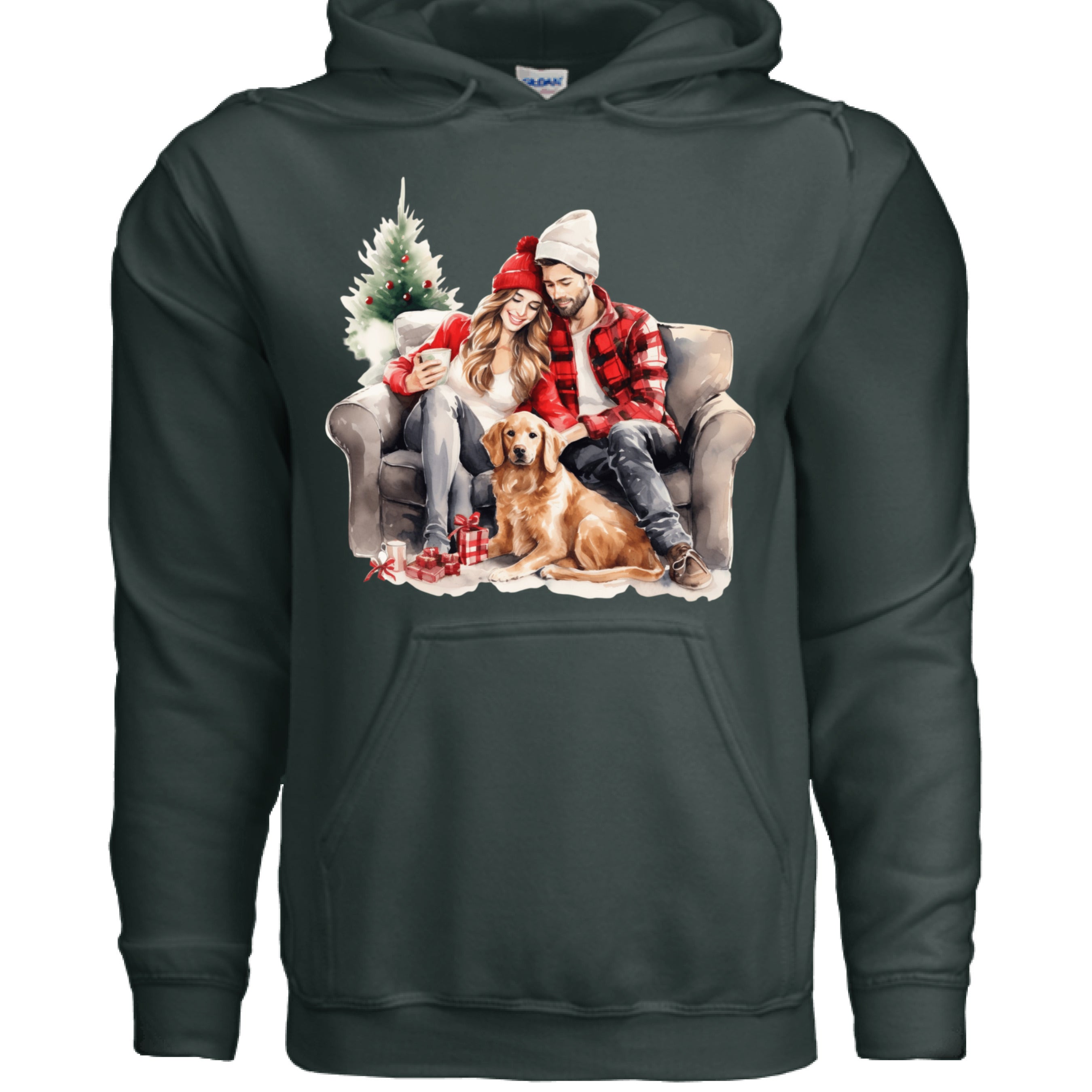 Golden Love Hoodie - Cozy Couple & Golden Retriever Sweatshirt