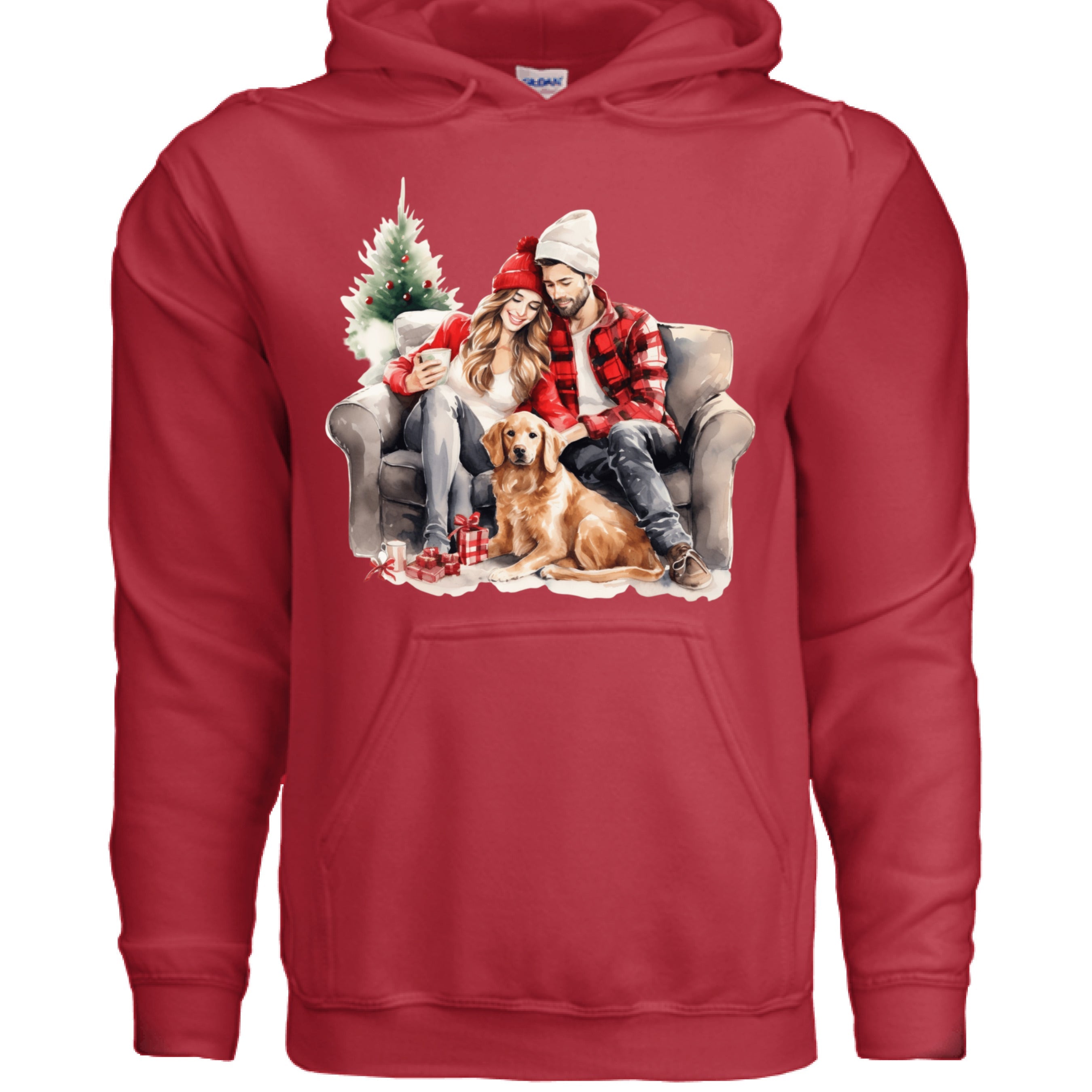Golden Love Hoodie - Cozy Couple & Golden Retriever Sweatshirt