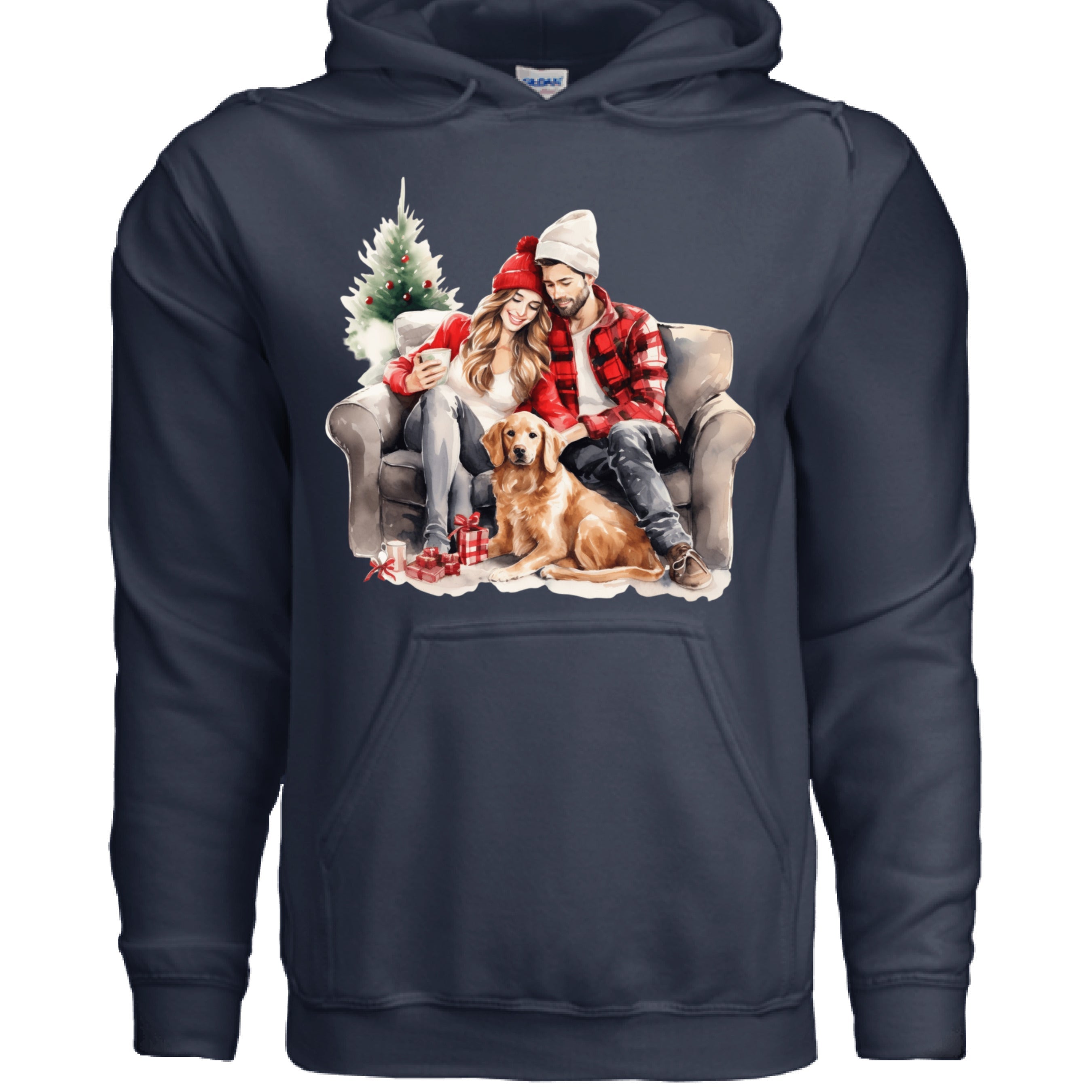 Golden Love Hoodie - Cozy Couple & Golden Retriever Sweatshirt