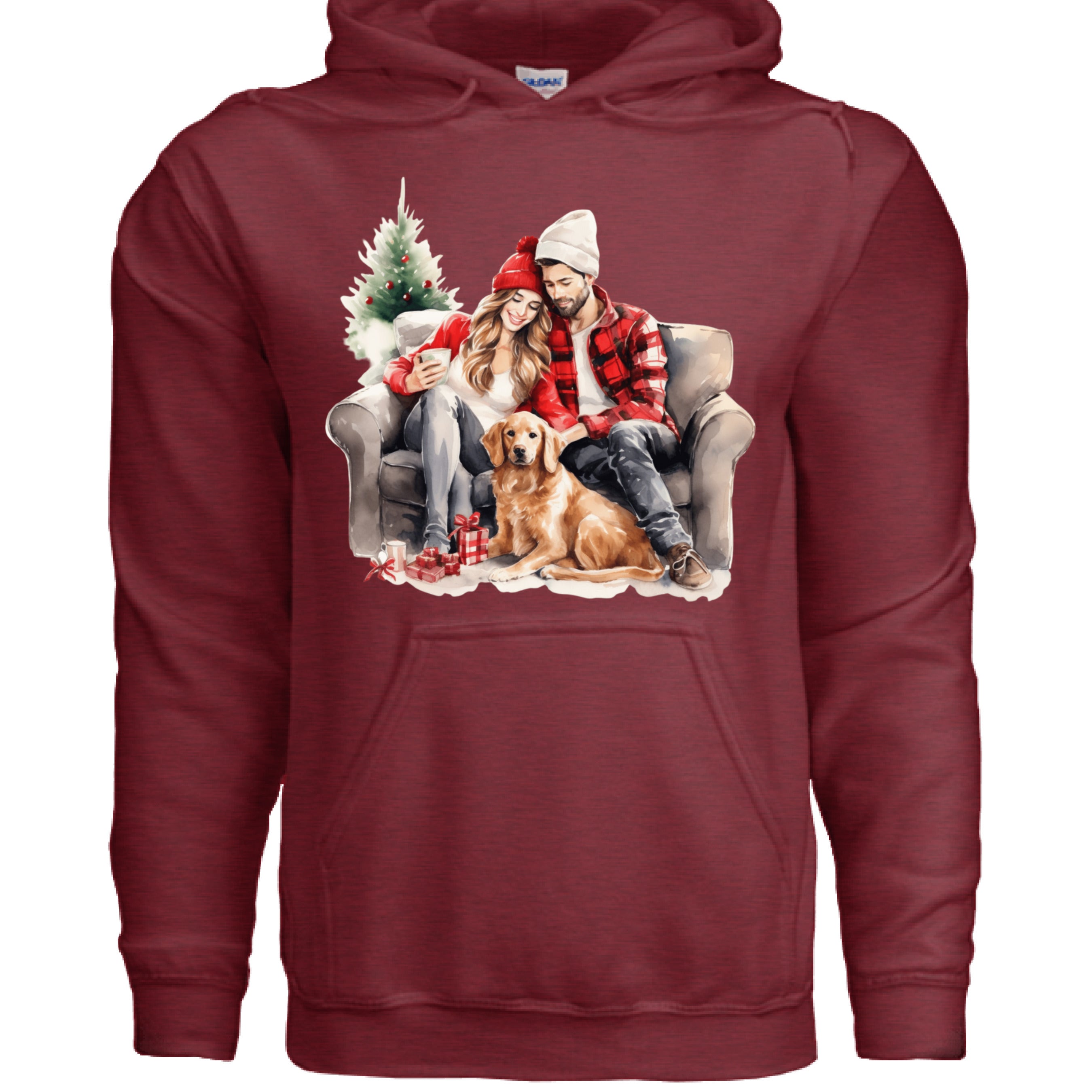 Golden Love Hoodie - Cozy Couple & Golden Retriever Sweatshirt