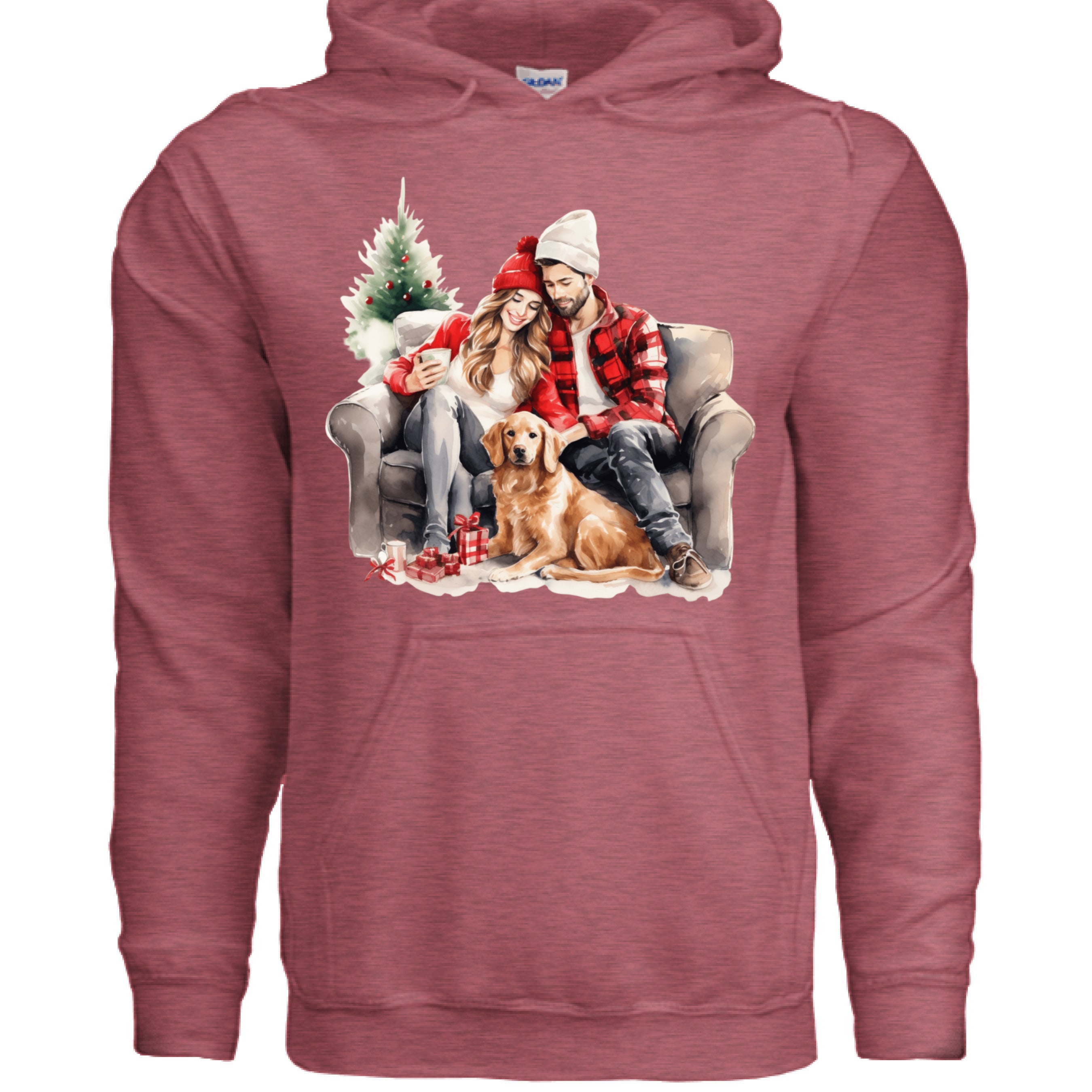 Golden Love Hoodie - Cozy Couple & Golden Retriever Sweatshirt