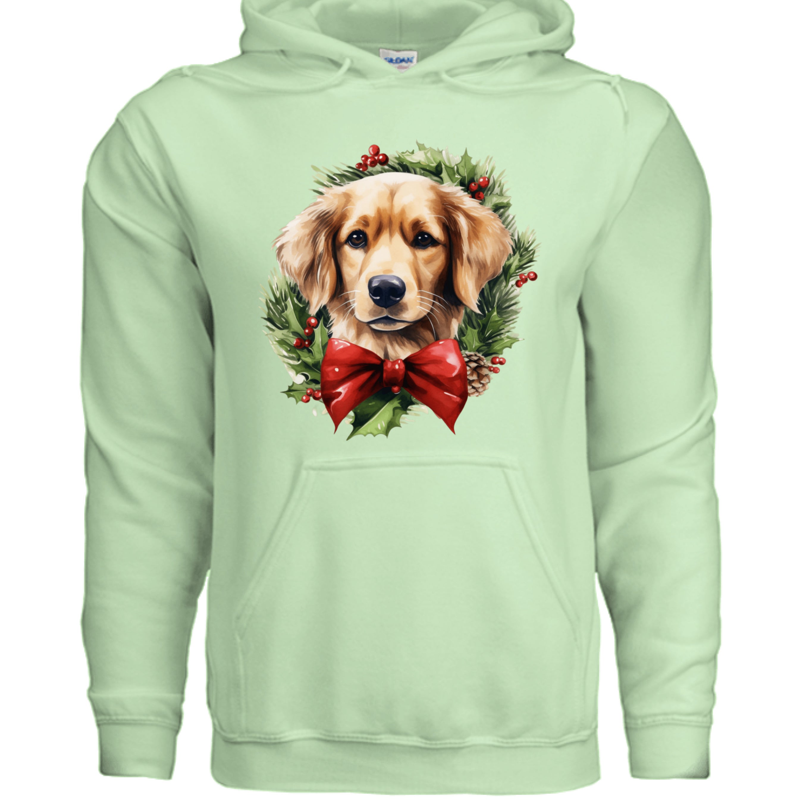 Golden Retriever Wreath Hoodie - Festive Holiday Gift