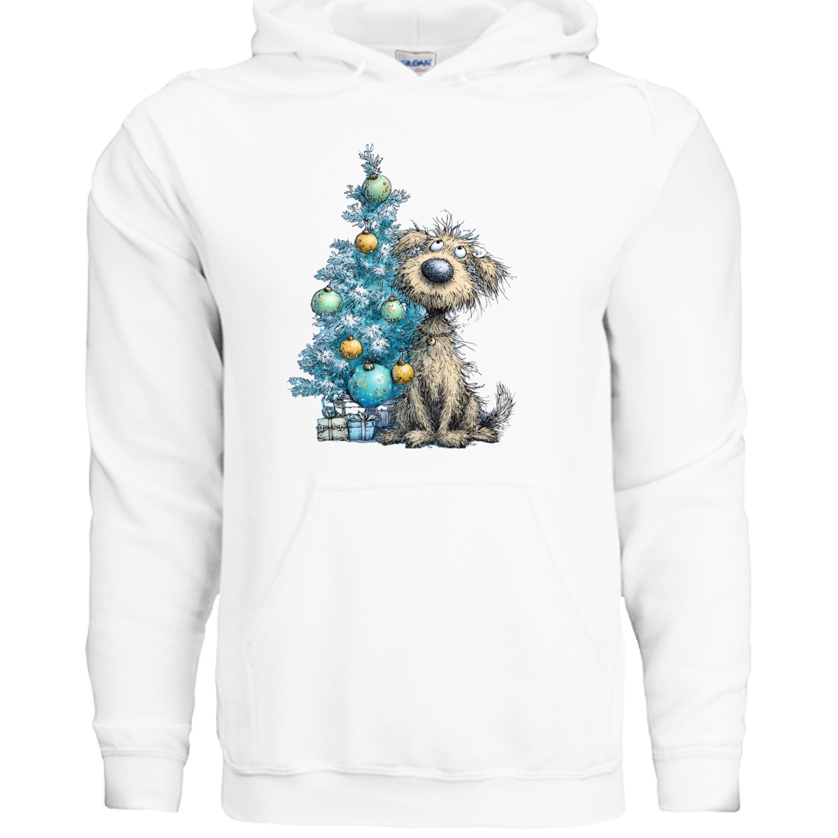 Whimsy Blue Tree Hoodie - Festive Christmas Sweatshirt