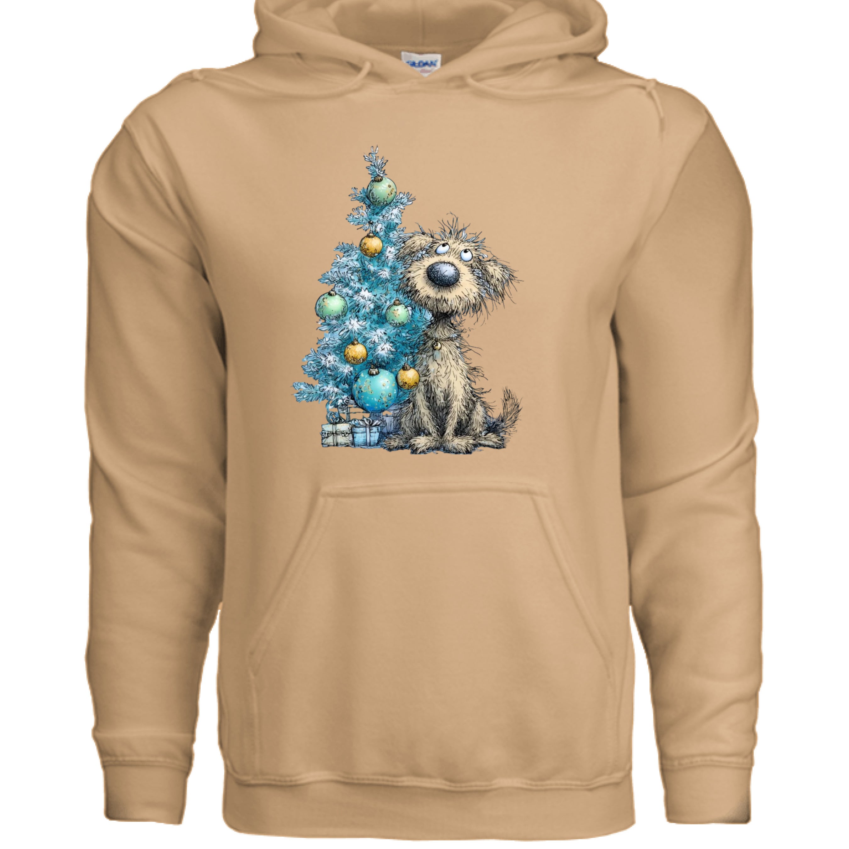 Whimsy Blue Tree Hoodie - Festive Christmas Sweatshirt