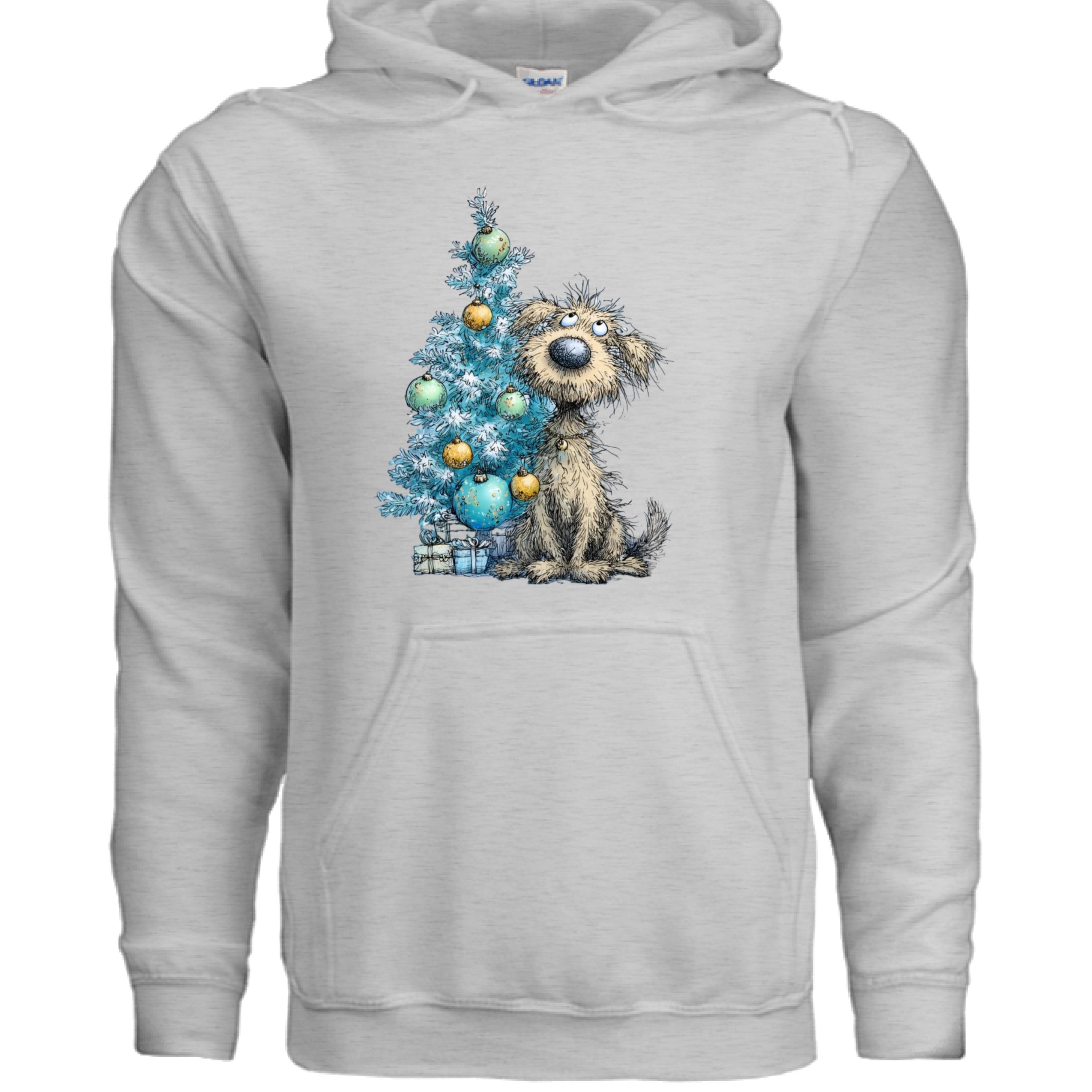 Whimsy Blue Tree Hoodie - Festive Christmas Sweatshirt