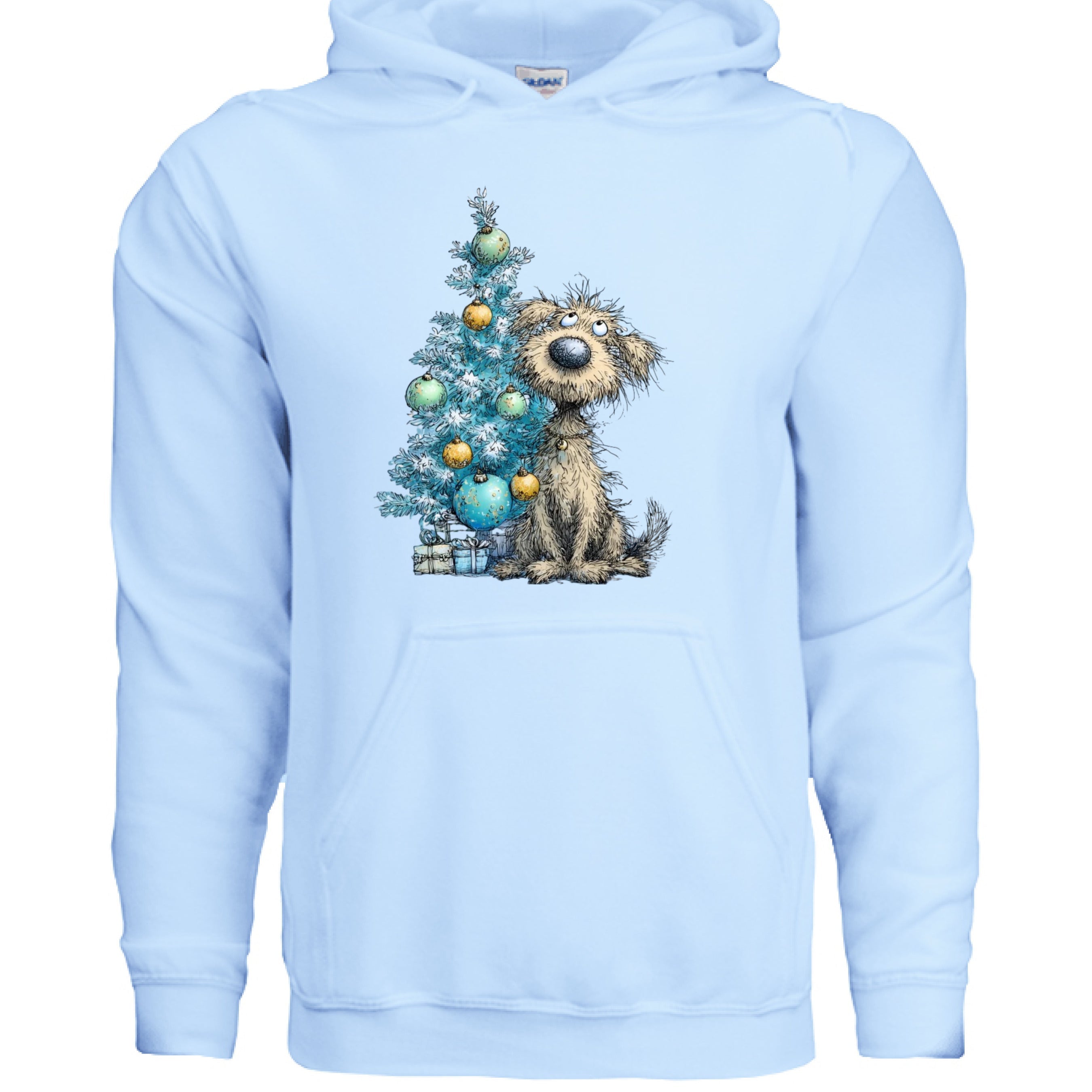 Whimsy Blue Tree Hoodie - Festive Christmas Sweatshirt