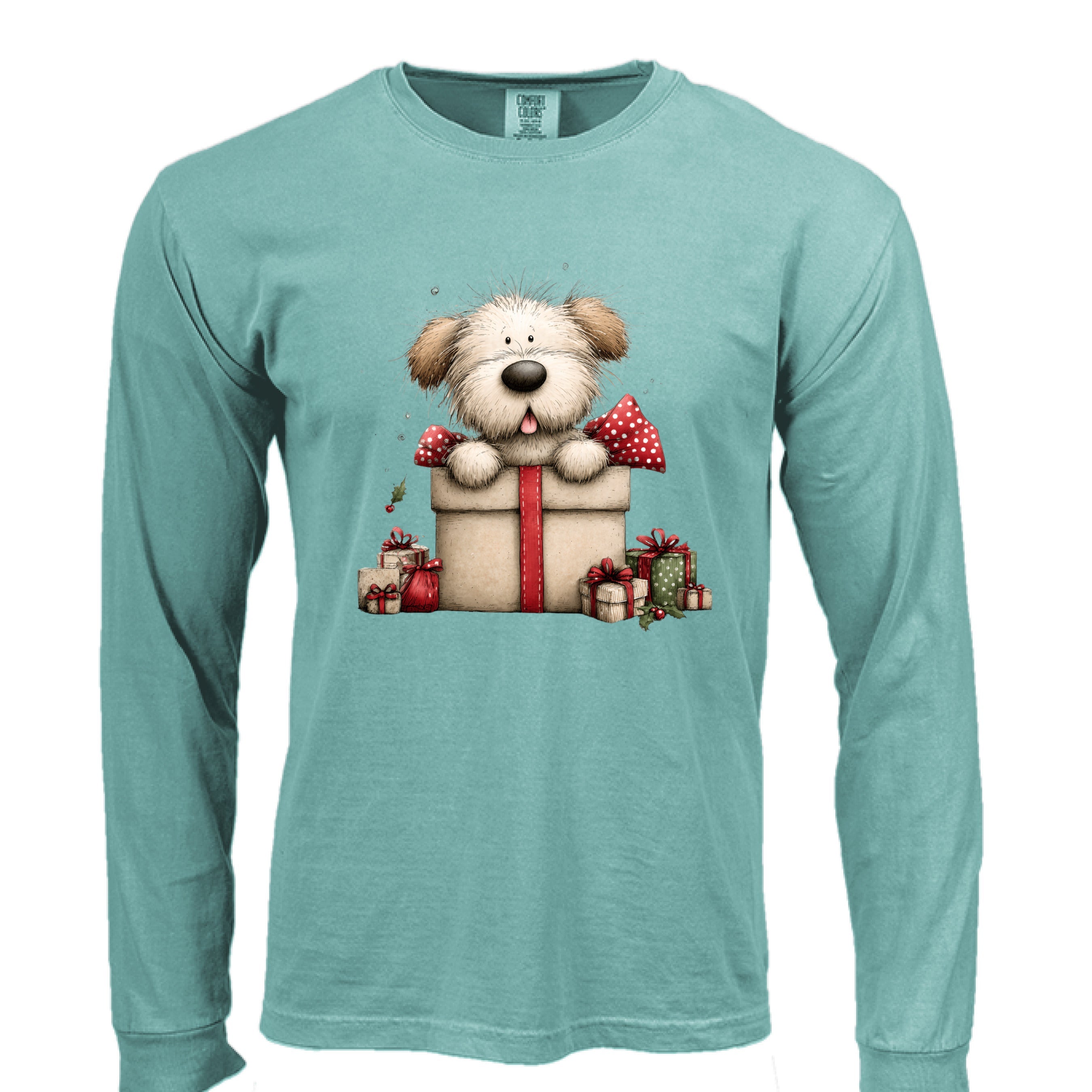 Comfort Colors Long Sleeve - Whimsy Pup Present Tee
