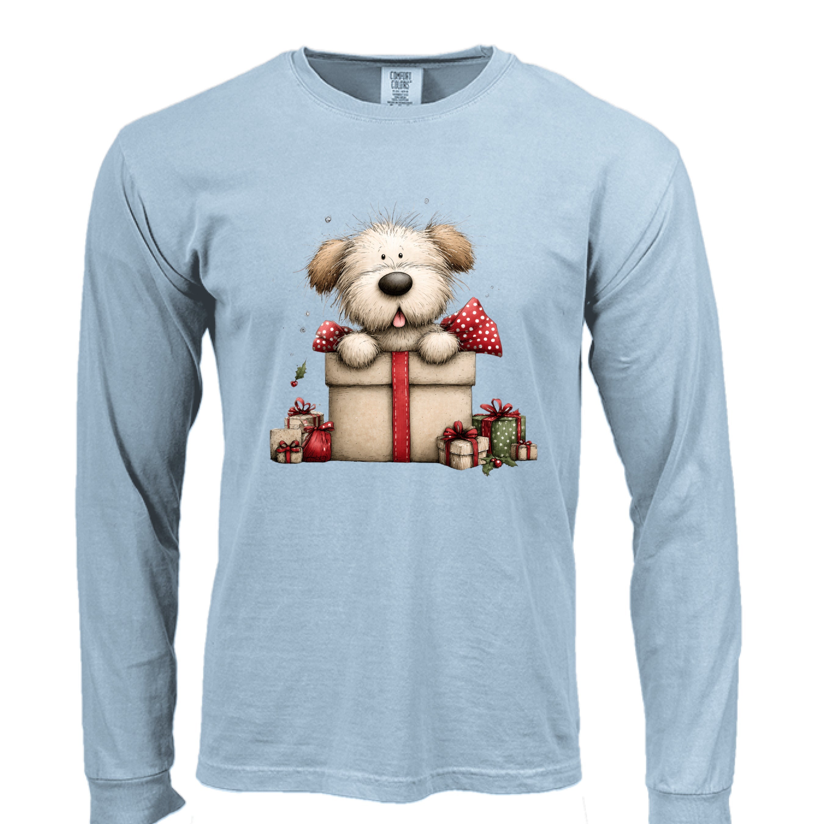 Comfort Colors Long Sleeve - Whimsy Pup Present Tee