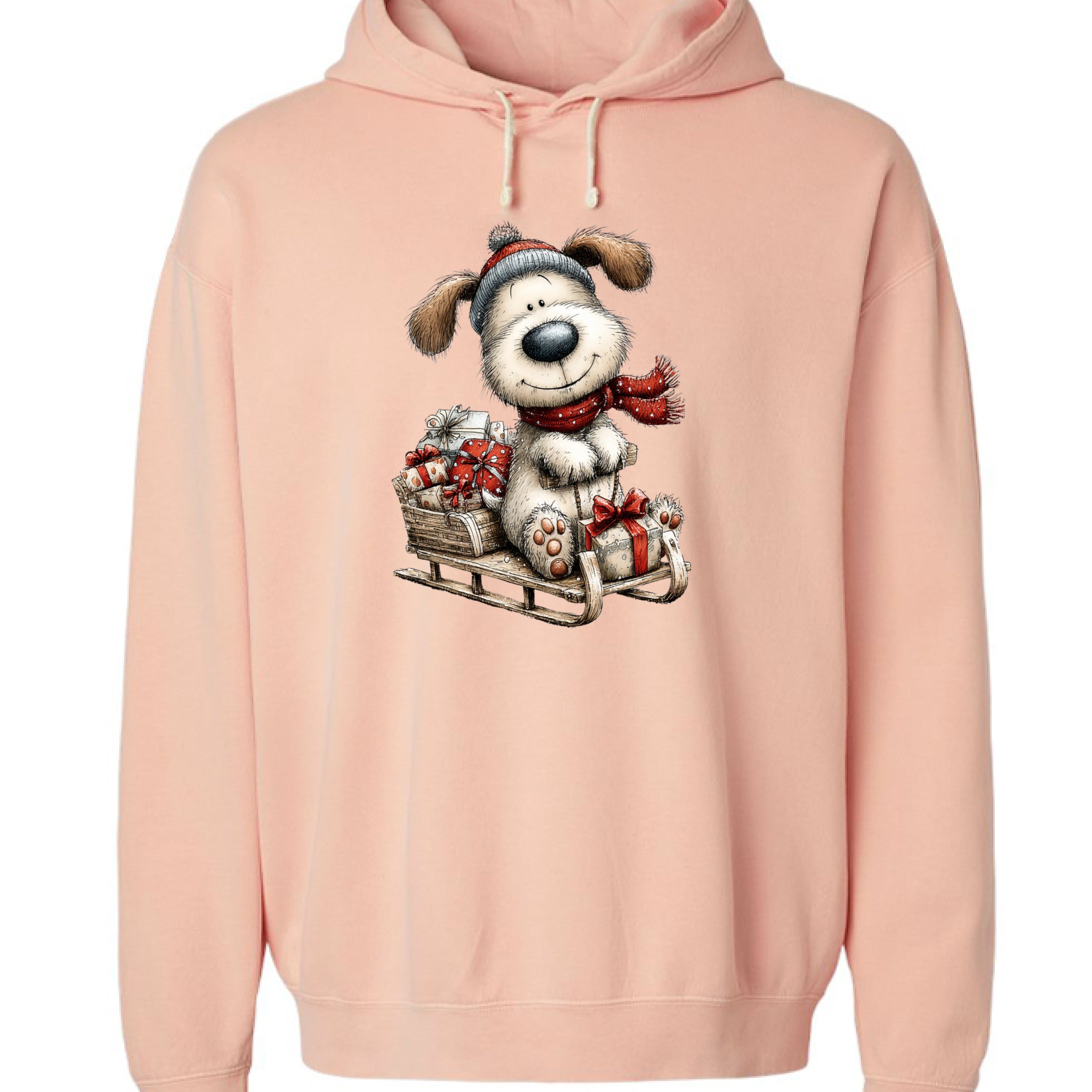 Comfort Colors Whimsy Sledding Pup Hoodie - Winter Gift