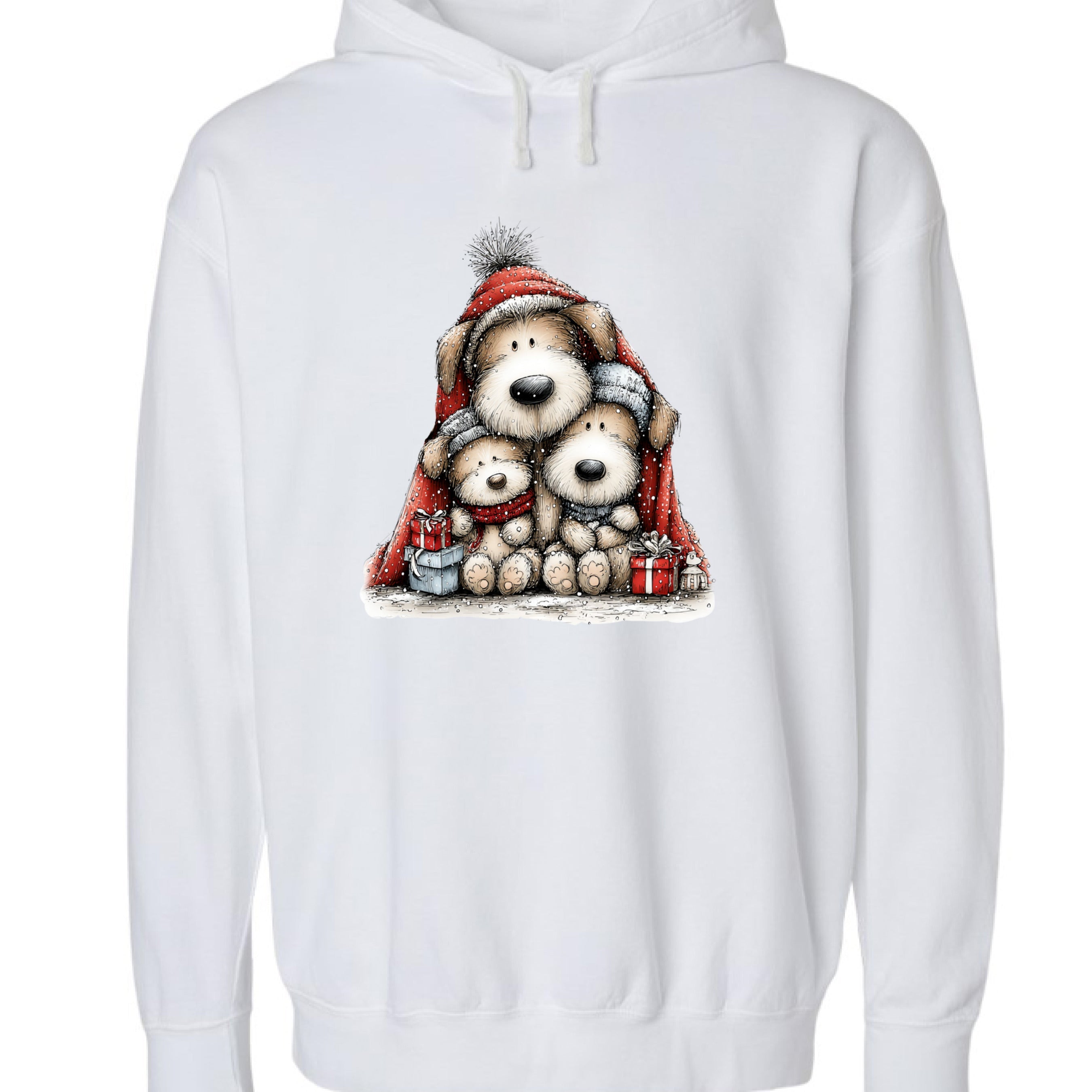 Comfort Colors Huddled Whimsy Pups Hoodie - Christmas Gift