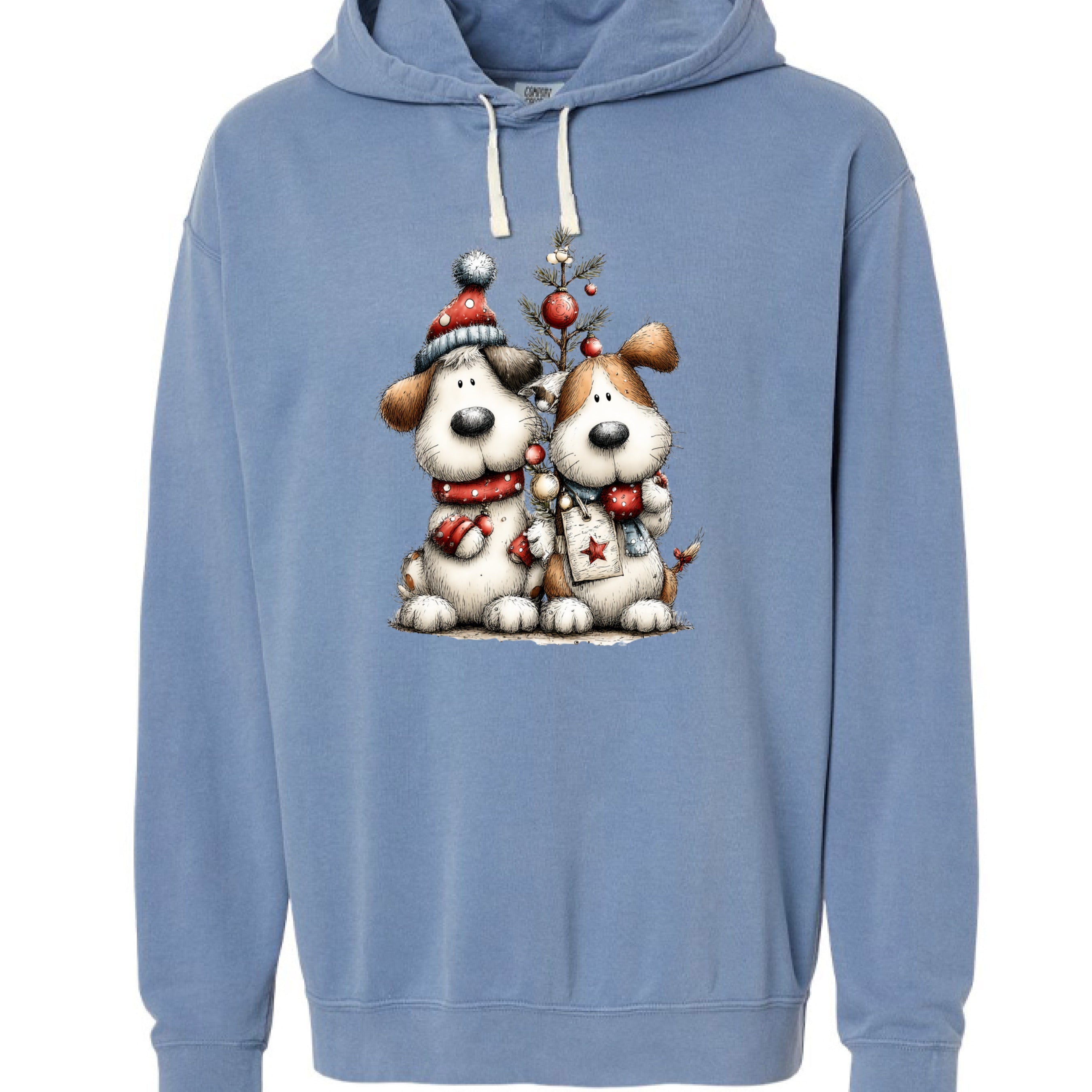 Comfort Colors Christmas Pup Couple Hoodie - Dog Lover Gift